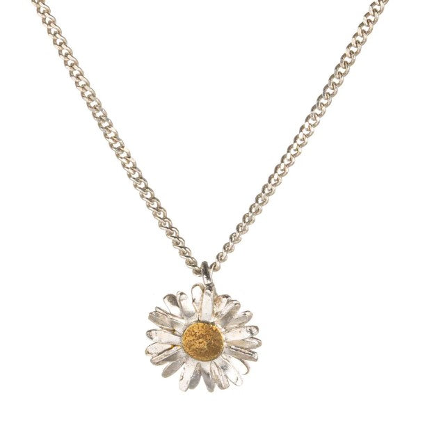Sterling Silver & Gold Tiny Daisy Necklace - Delicate Floral Jewelry for Women, Dainty Layering Necklace, Perfect Gift for Her - Ideal for Everyday Wear, Date Nights & Special Occasions