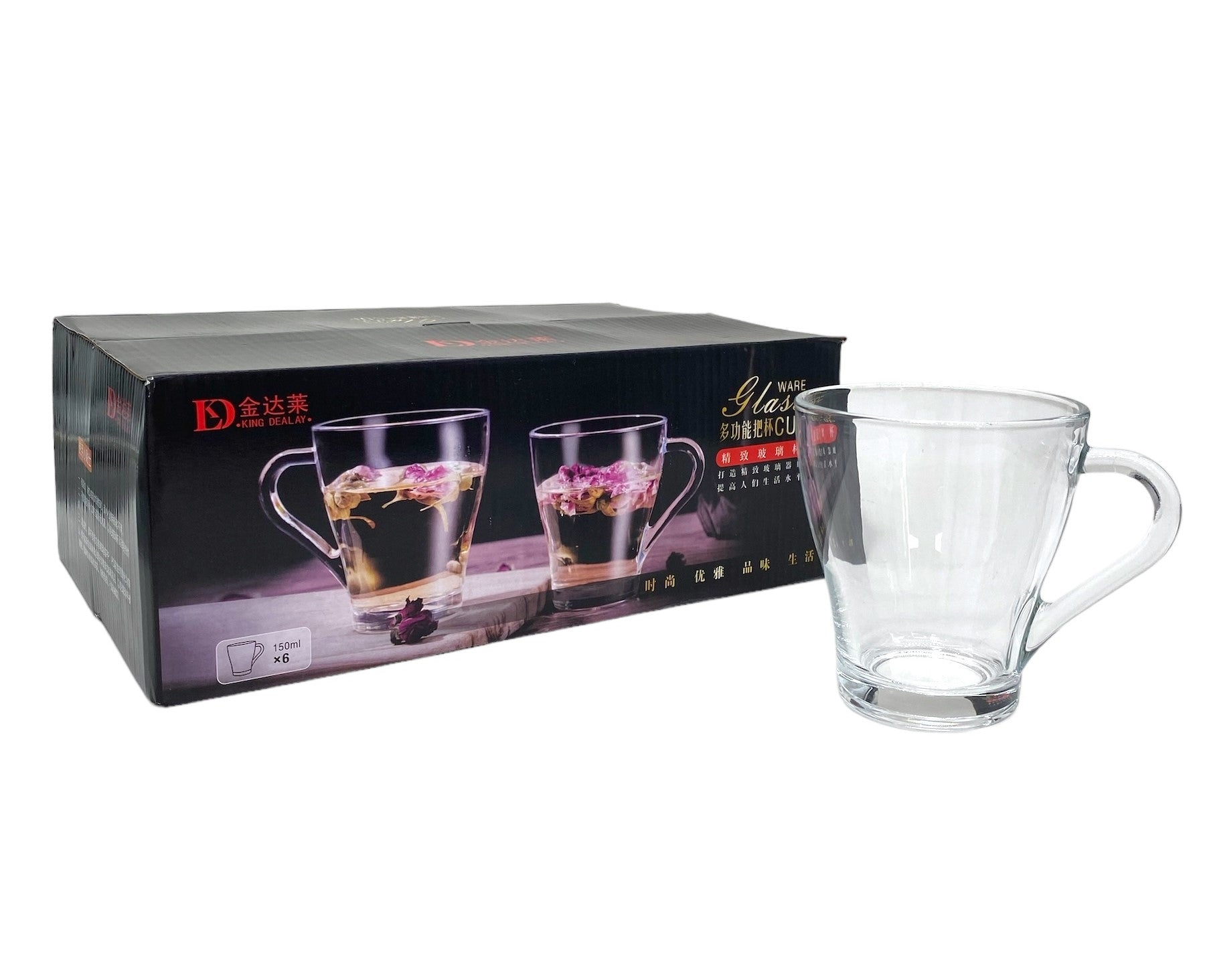 6-Piece Tea Glass Set - 5 oz Clear Glass Cups for Hot & Iced Tea - Perfect for Afternoon Tea, Iced Tea Parties & Home Decor
