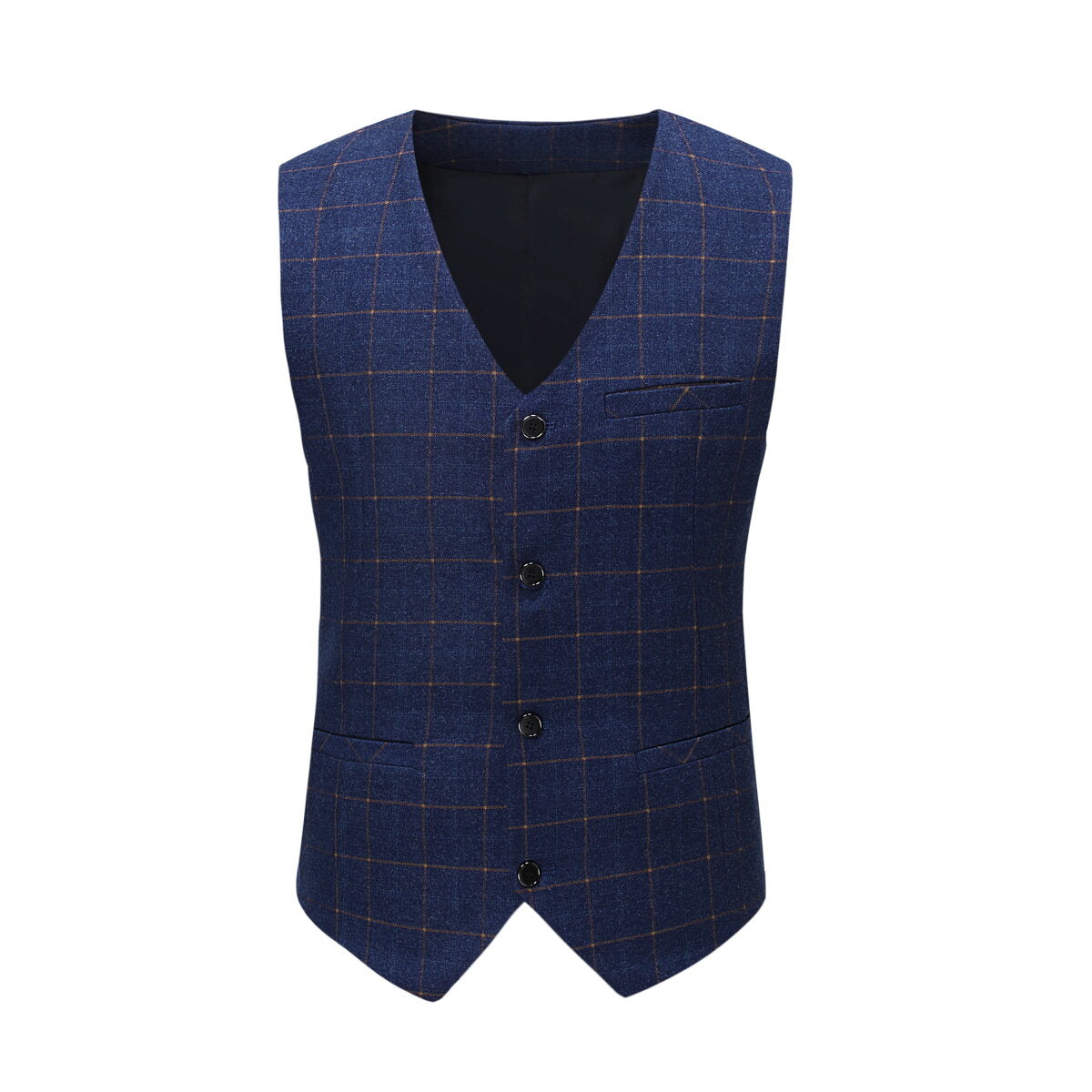 3 Piece Slim Fit Double Breasted Plaid Blue Suit for Men | Business Formal & Wedding Attire | Office, Interview & Special Occasion Outfit