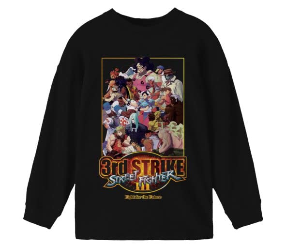 Street Fighter Classic 3rd Strike Black Long Sleeve T-Shirt for Boys | Retro Video Game Tee | Perfect for Gaming, Cosplay & Everyday Wear