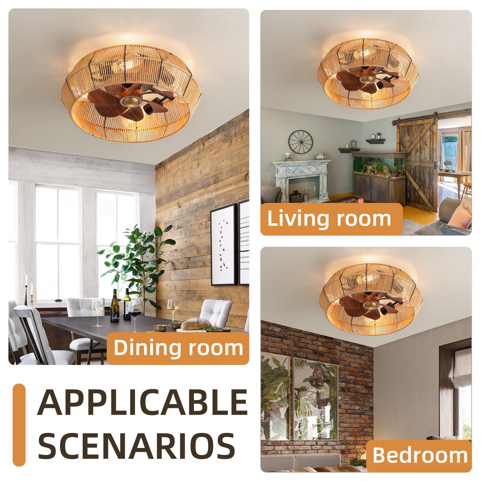 Remote Controlled Caged Ceiling Fan with LED Lights - Modern Industrial Style for Bedroom, Kitchen, Dining Room & Living Room | Perfect for Home Cooling and Decoration