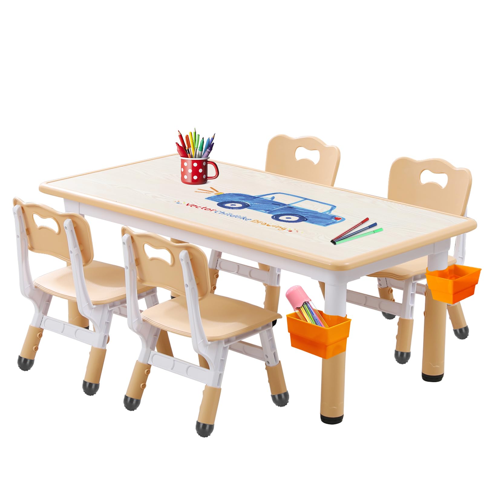 Premium Kids Table and Chair Set for Toddlers & Children Ages 3-12 - Durable Wooden Play Table with 2 Chairs for Learning, Drawing & Playtime Activities