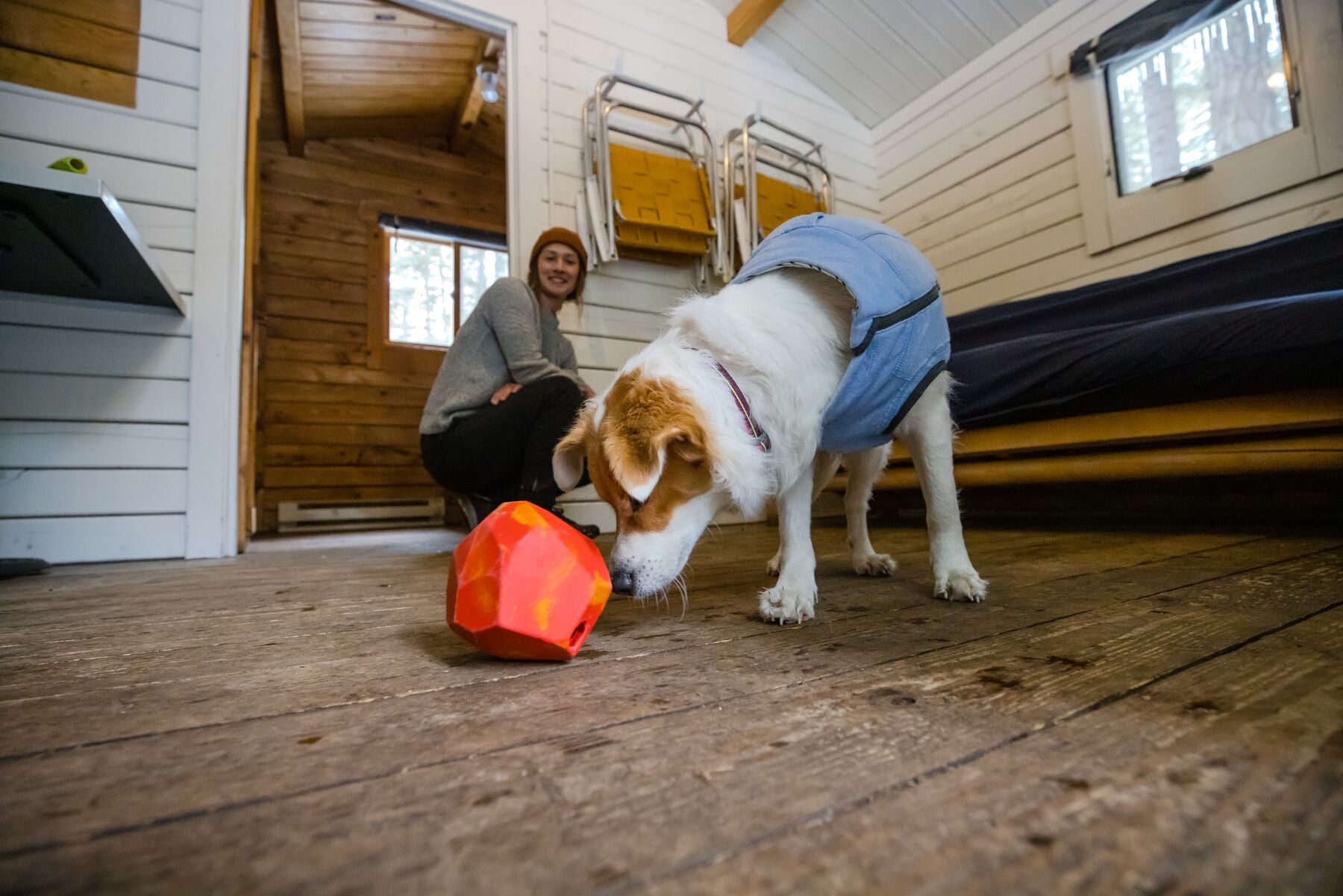 Ruffwear® Gnawt a Rock® Glacial Blue Dog Food and Treat Dispenser - Perfect for Outdoor Adventures, Hiking, and Training Sessions