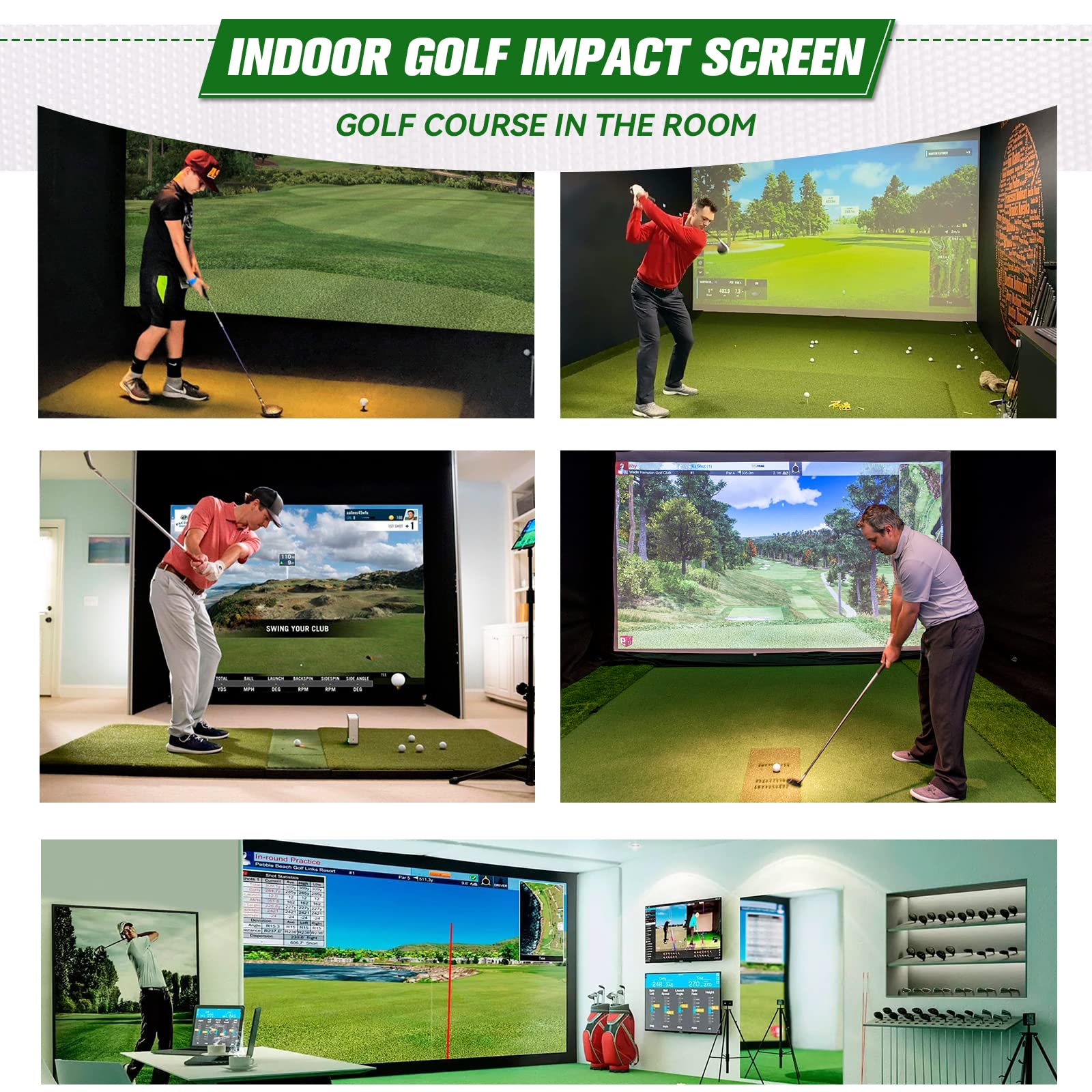 Aikeec 7mm Thickened Golf Simulator Impact Screen - Ultra Clear 10ft Indoor/Home/Garage Training Screen with 32 Grommets | 5 Size Options | Perfect for Golf Practice, Entertainment & Home Theater Projection
