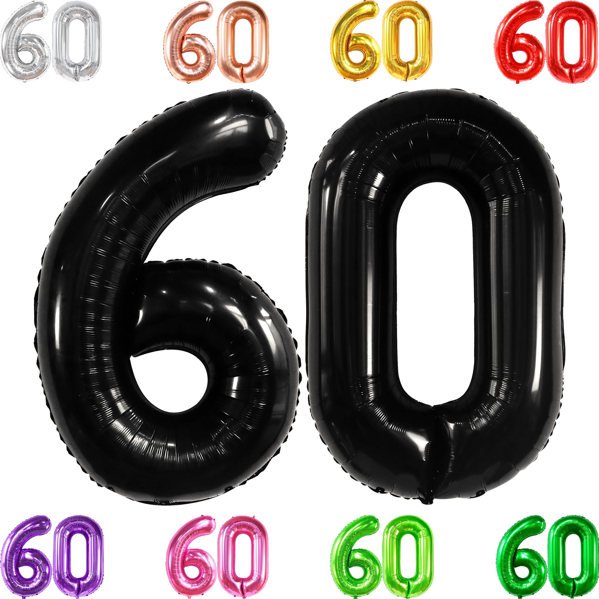 KatchOn 40 Inch Large Black Number 60 Balloons - 60th Birthday Party Decorations Set | Happy 60th Birthday Balloon Arch Kit for Milestone Celebrations, Anniversary Events & Retirement Parties