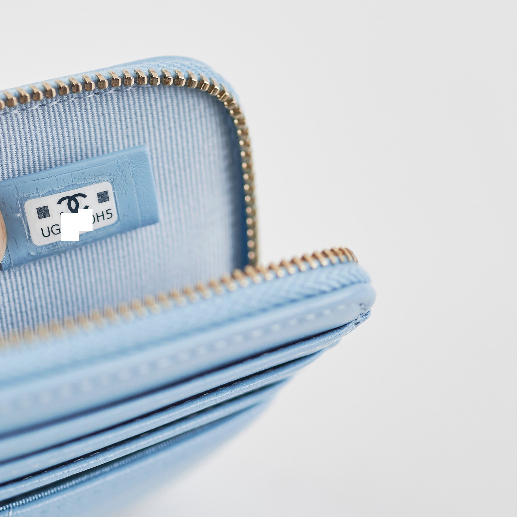 Chanel Lambskin Zip Card Wallet Light Blue with Microchip - Perfect for Everyday Use, Travel & Luxury Gift Giving