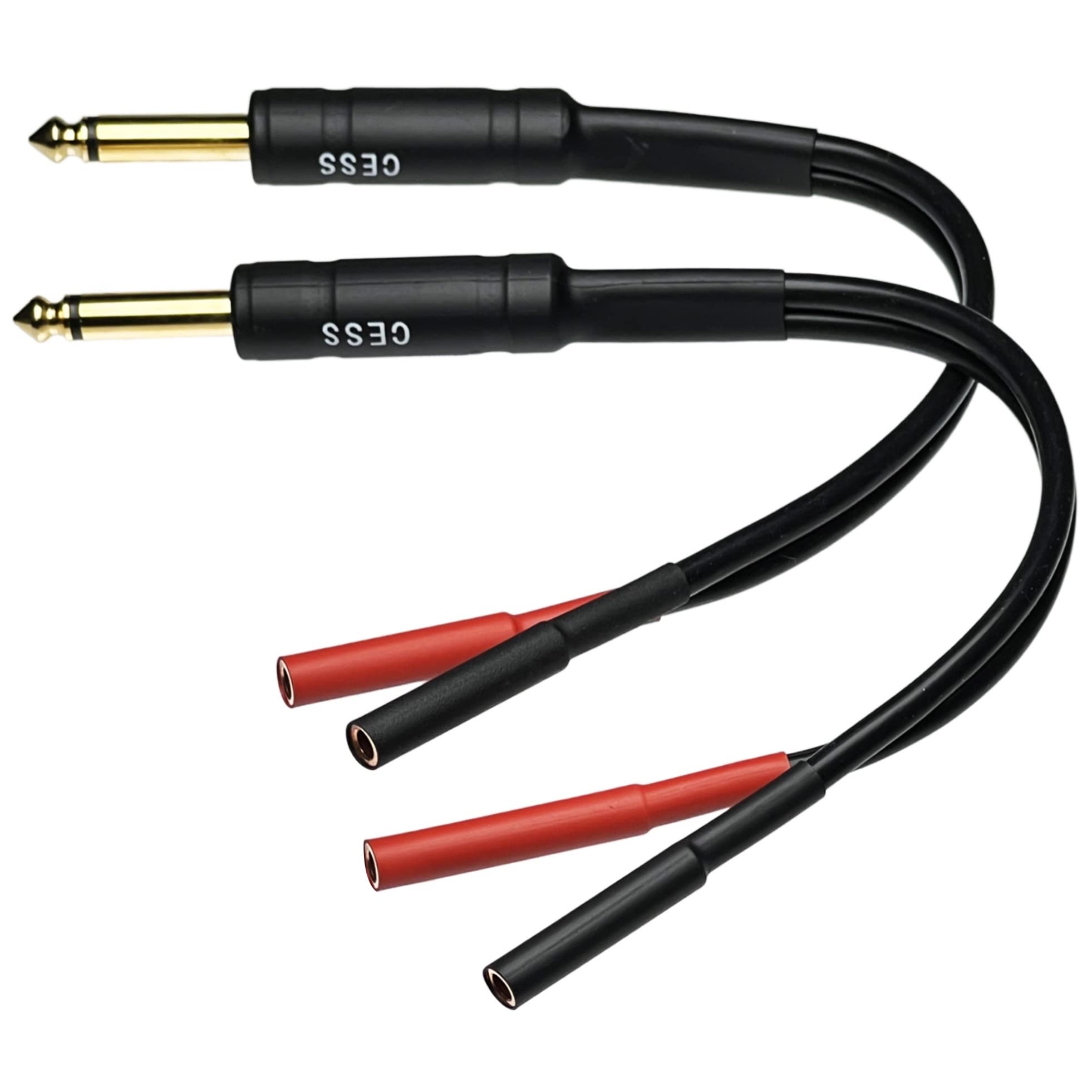 Dual Banana Jack to 6.35mm 1/4 Inch TS Male Plug Adapter Cable - High Quality Speaker Cable Connector for PA Systems, Amplifiers & Audio Equipment