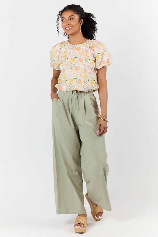 Summer Solstice Yellow Bubble Hem Woven Floral Blouse - Women's Boho Chic Top for Beach Vacation, Date Night & Summer Outfits
