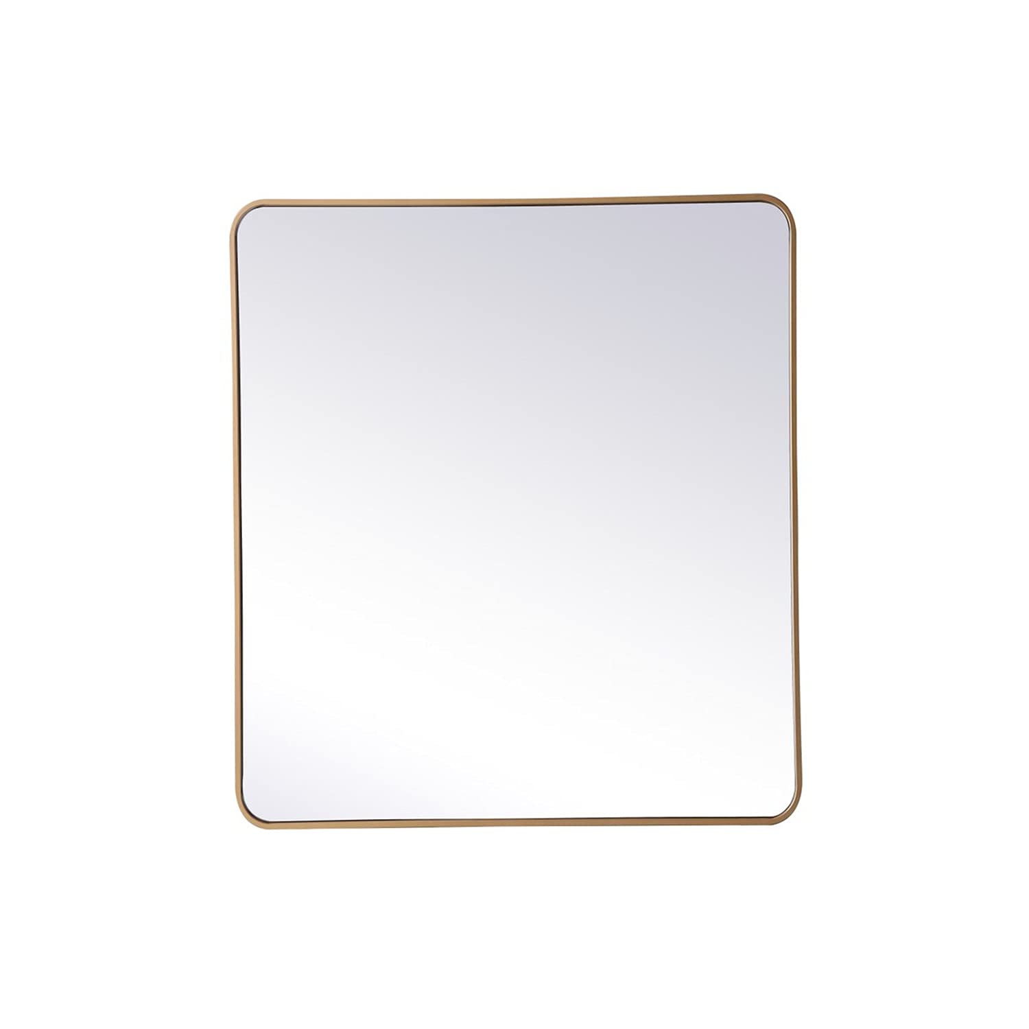 Elegant Brass Rectangular Mirror 36x40 - Home Decor & Bathroom