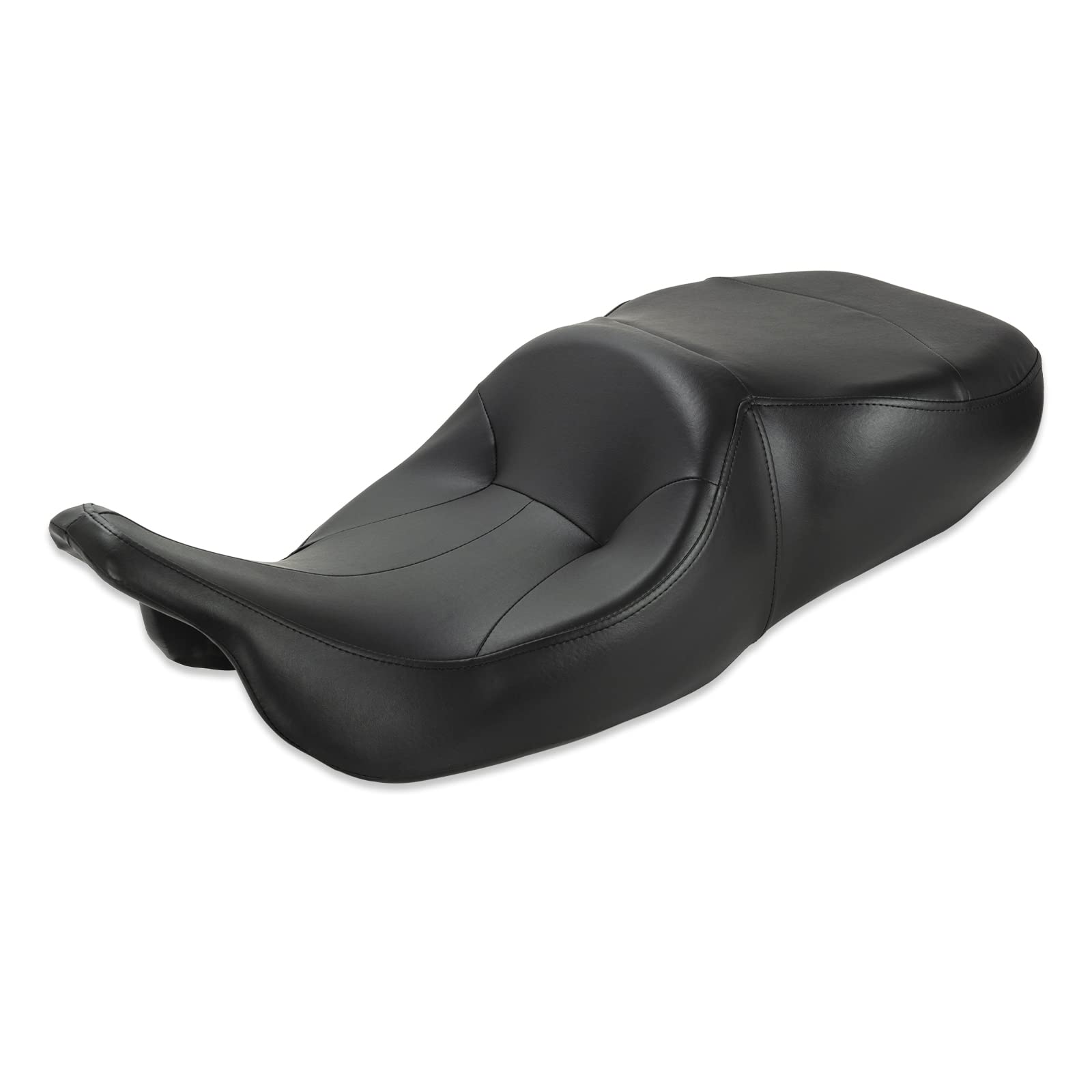Premium Black Vinyl Motorcycle Seat with Chrome Studs for Harley Electra Glide FLHT (1997-2007) & Road Glide FLTR (1998-2007) - Comfortable One-Piece Driver & Passenger Seat - Perfect for Long Rides and Cruising