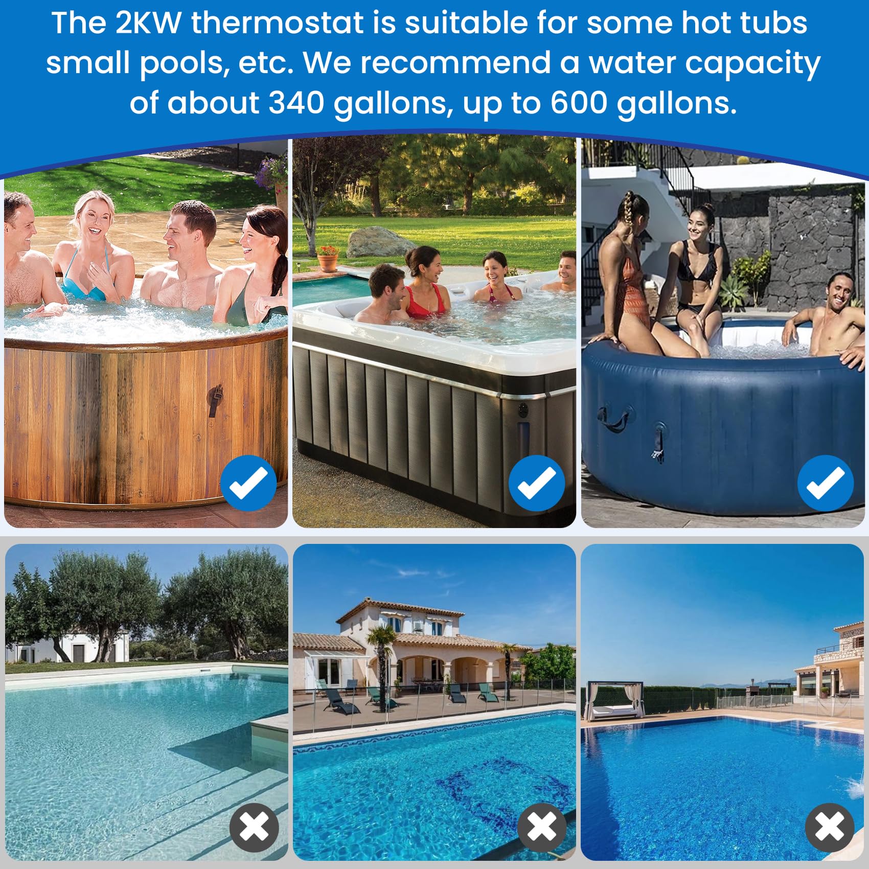 110V 2000W Hot Tub Heater with Digital Thermostat - Temperature Control for 400 Gallon Spas, Inflatable Bathtubs & Above Ground Pools - Perfect for Relaxation, Hydrotherapy & Backyard Leisure