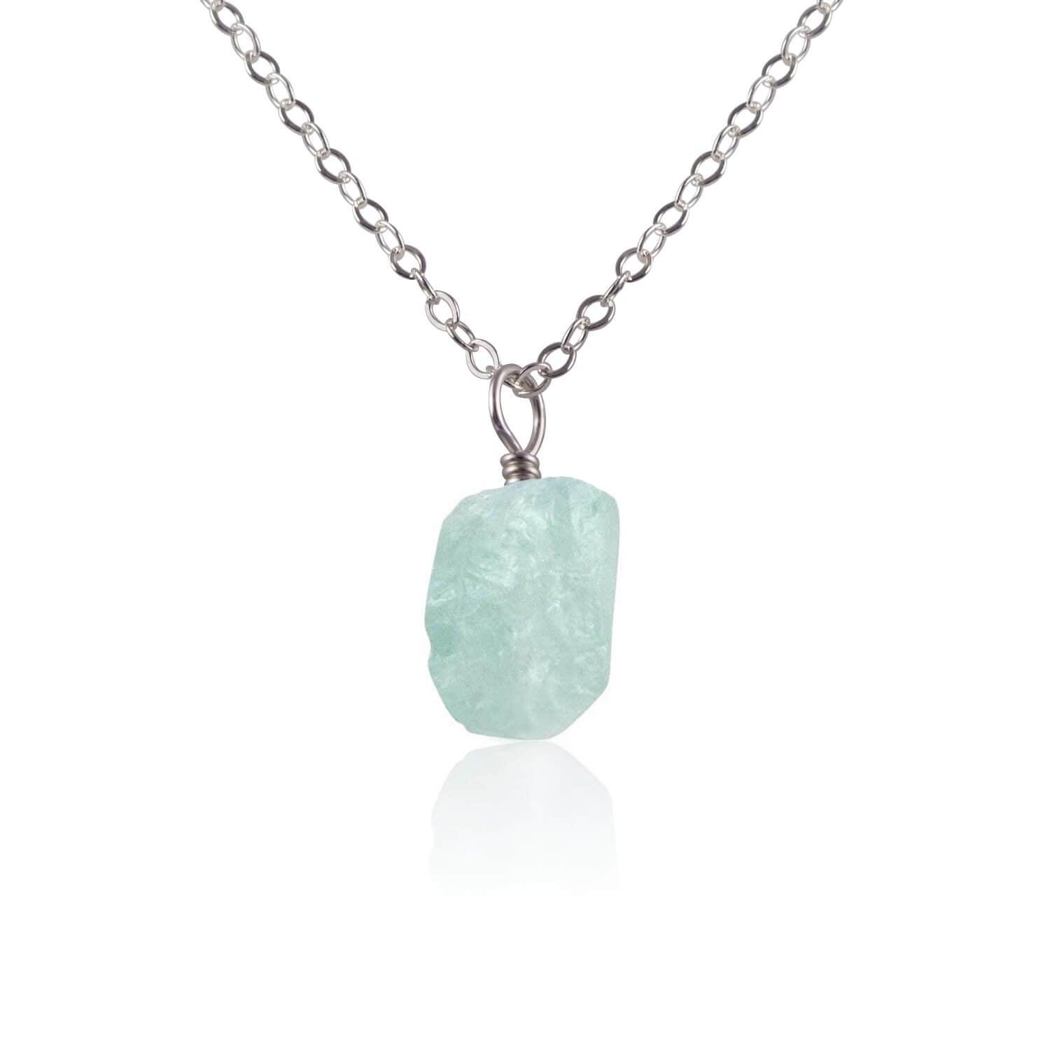 Natural Tiny Raw Aquamarine Pendant Necklace - Handmade Gemstone Jewelry for Women - Perfect for Everyday Wear, Gift Giving & Spiritual Healing