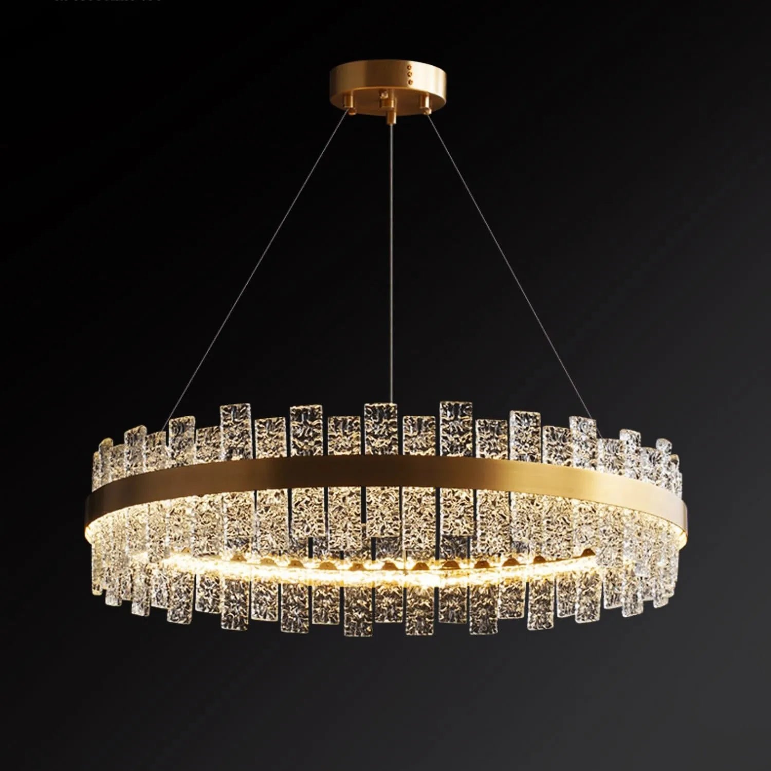 Modern Round Crystal Chandelier - Elegant Flake Design for Dining Room, Living Room & Bedroom Lighting | Dimmable LED Ceiling Light Fixture