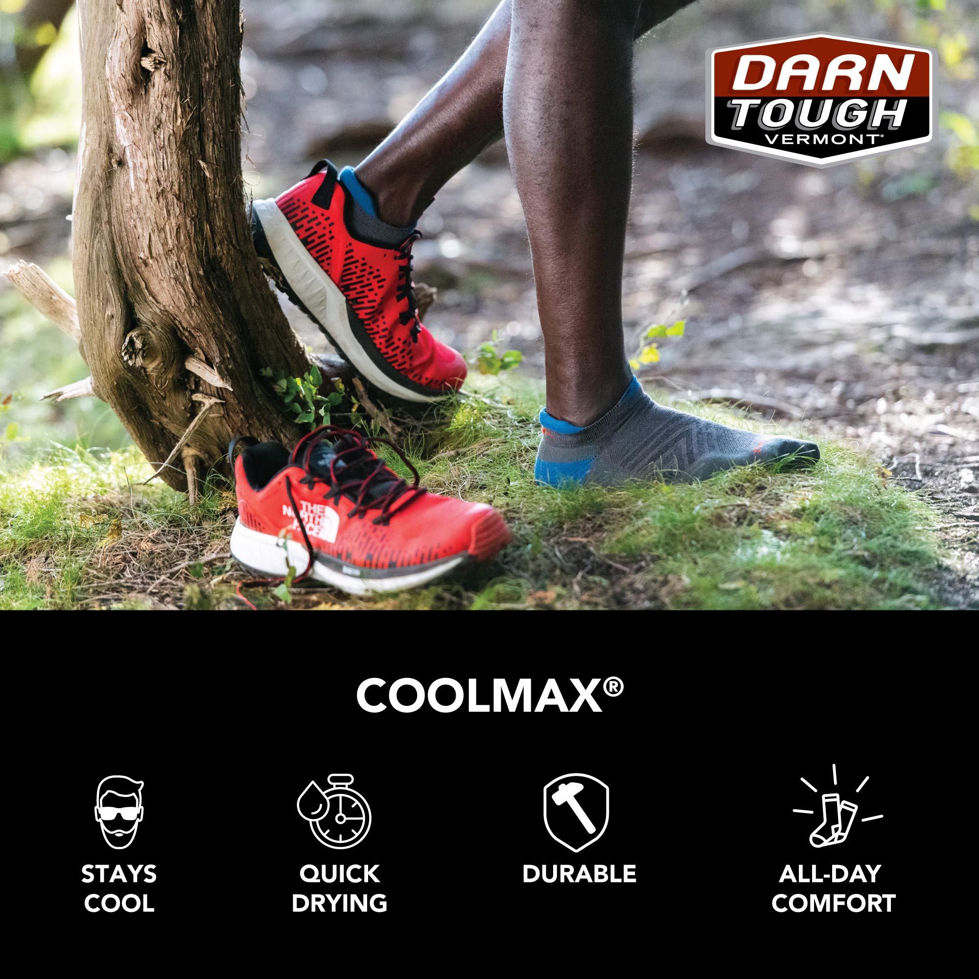 Darn Tough Men's Coolmax No Show Running Socks - Ultra Lightweight Cushioned Athletic Socks for Jogging & Workouts - 6-Pack Breathable Performance Socks for Gym, Marathon & Daily Wear