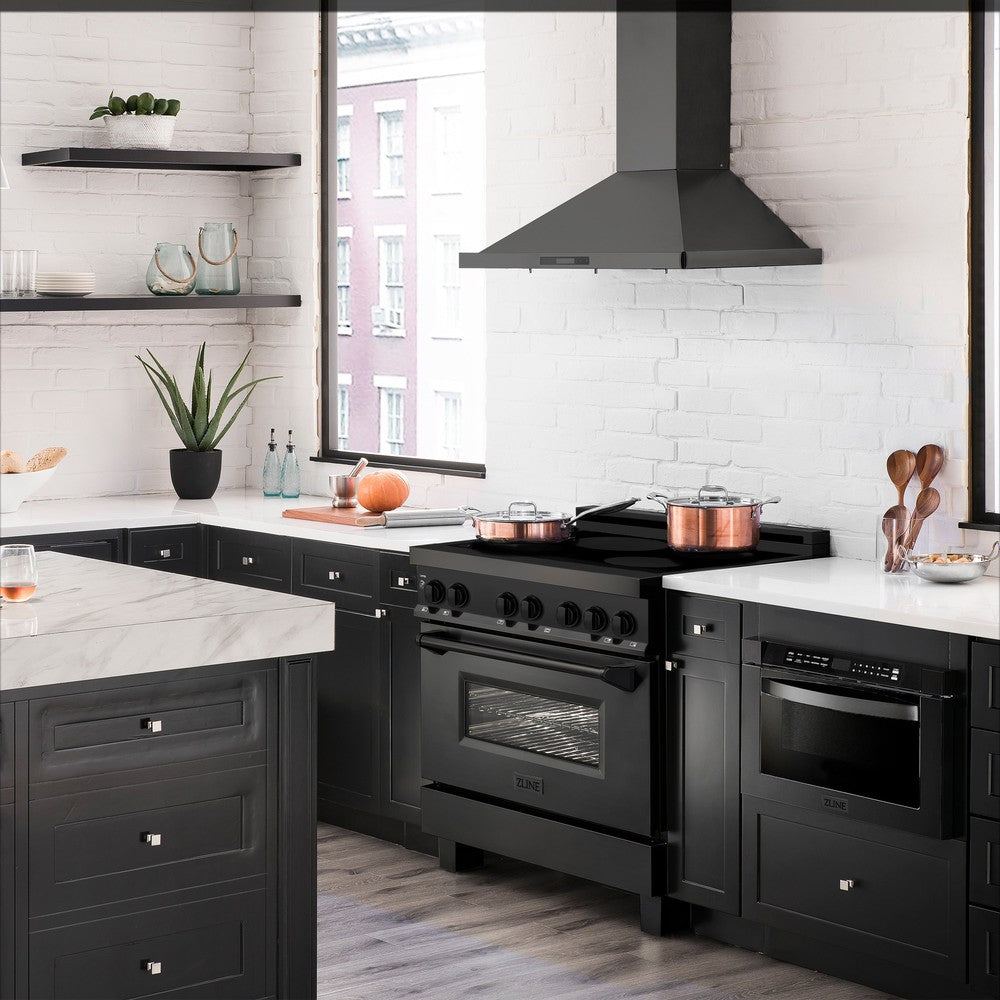 ZLINE 36-Inch 4.6 cu.ft Black Stainless Steel Legacy Induction Range with 5-Element Cooktop & Electric Oven (RAIND BS 36) - Perfect for Modern Kitchens & Professional Cooking