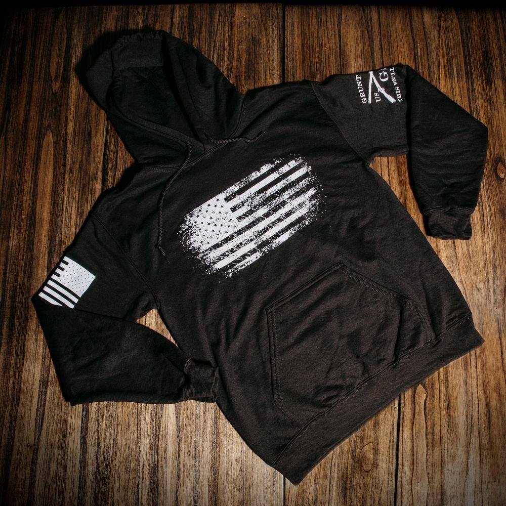 Vintage American Hoodie - Black | Retro Unisex Pullover Sweatshirt | Perfect for Casual Wear, Street Style & Outdoor Activities