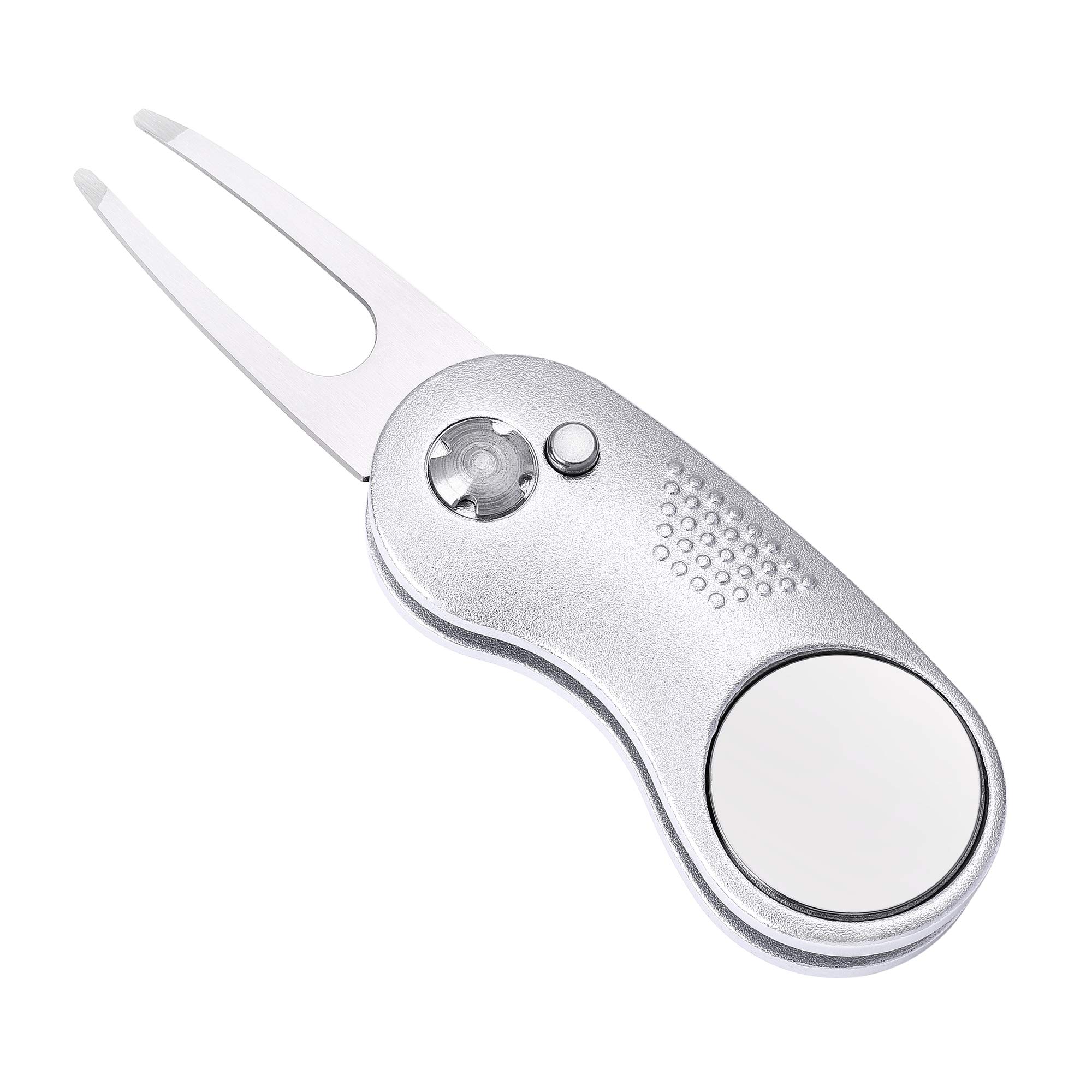Premium All-Metal Foldable Golf Divot Repair Tool with Pop-Up Button & Magnetic Ball Marker - Durable Golf Accessories for Course Maintenance - Perfect for Golfers, Tournaments & Practice Sessions