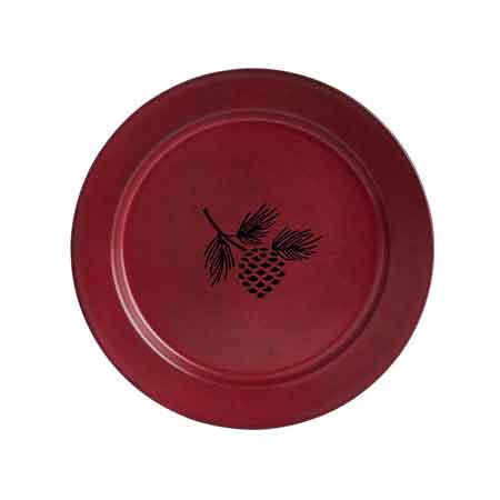 Linville Red Enamelware Pinecone Dinner Plates - Set of 4 Rustic Farmhouse Style Plates for Dining, Kitchen & Holiday Decor - Perfect for Thanksgiving, Christmas & Everyday Use