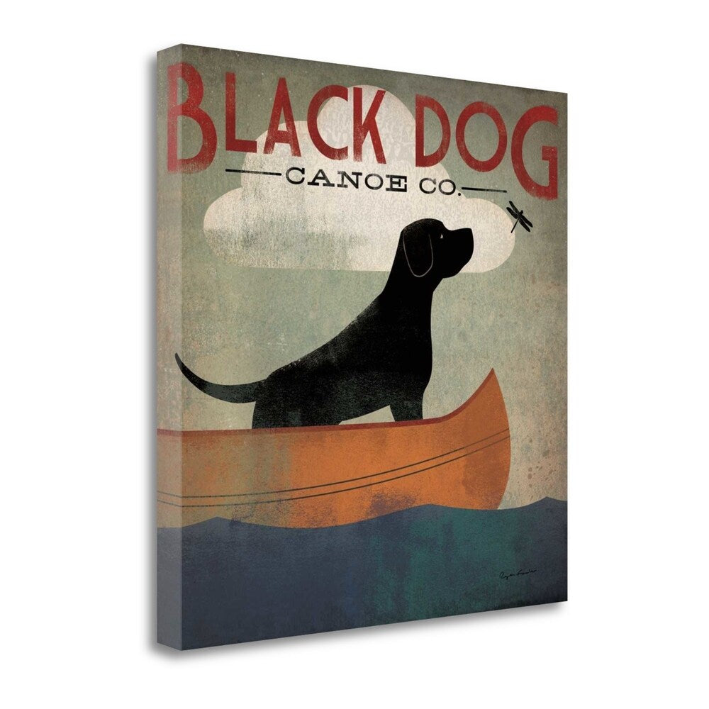 Black Dog Canoe Fine Art Giclee Print by Ryan Fowler - Gallery Wrapped Canvas Wall Art - Ready to Hang - Perfect for Living Room, Bedroom & Office Decor