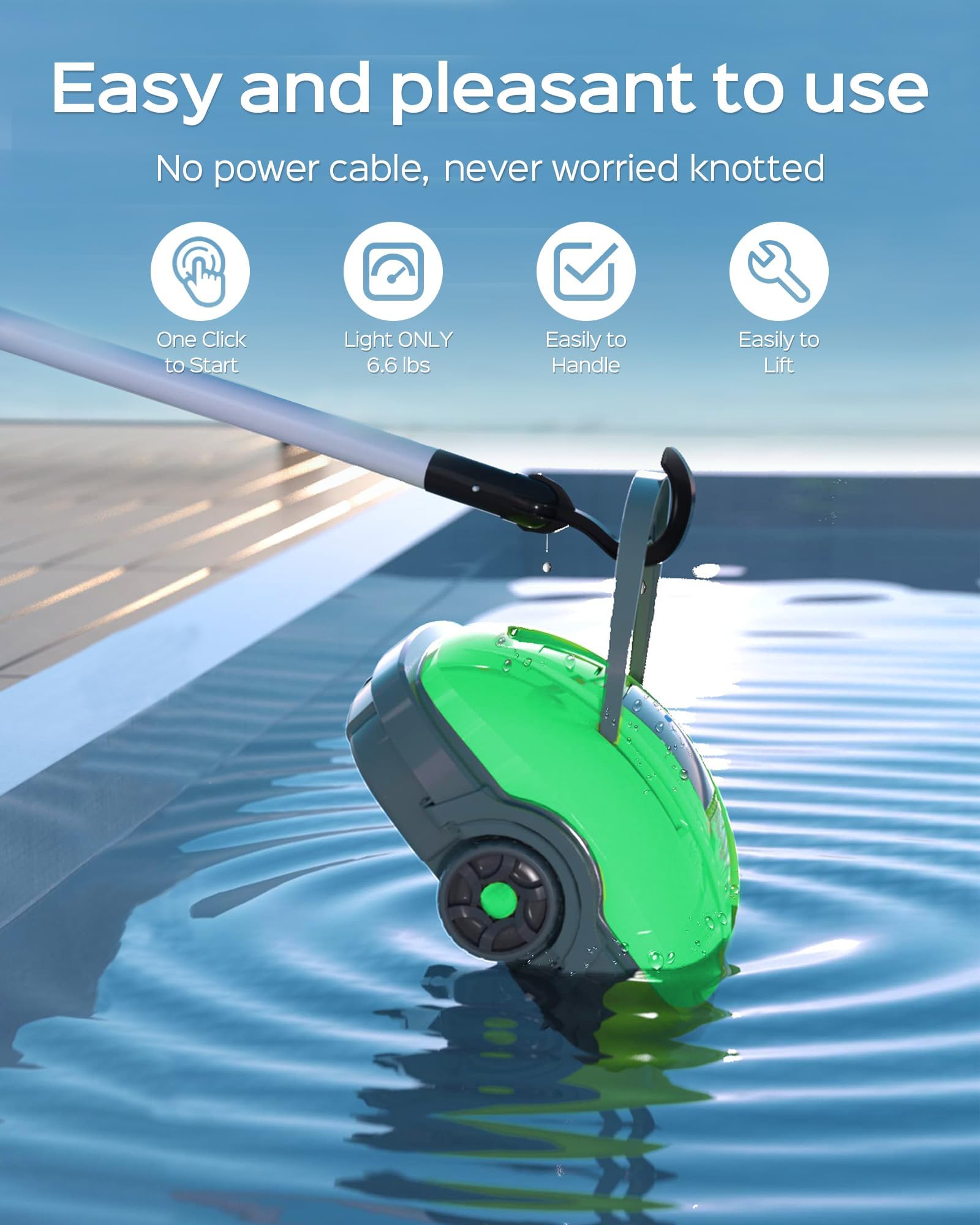 WYBOT Cordless Robotic Pool Cleaner - Automatic Self-Parking Vacuum with Dual-Motor & Powerful Suction | 180μm Fine Filtration System | Ideal for Above Ground & Flat Pools | Perfect for Backyard, Inground & Residential Swimming Pool Maintenance