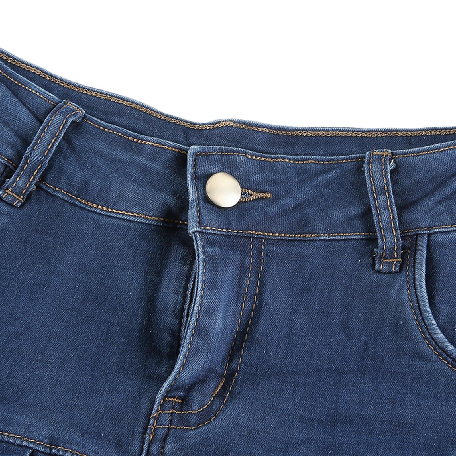 Y2K Pleated Denim Mini Skirt for Women - Low Waist A-Line Flared Jean Skirt with Ruffle Detail | Casual Streetwear & Summer Outfit Essential | Perfect for Parties, Dating, and Night Out Fashion