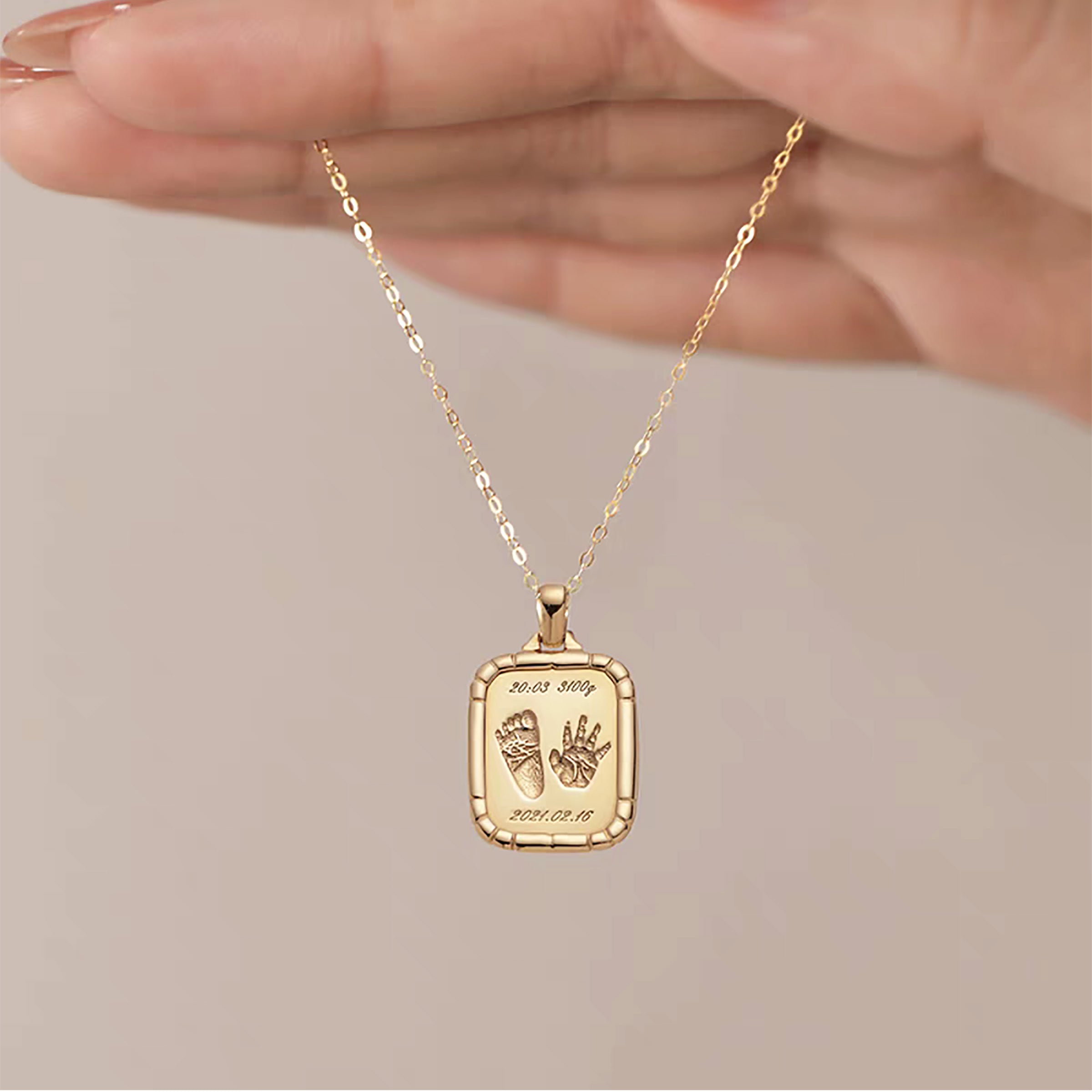 Solid Gold Footprint Necklace - Personalized Jewelry for Women | Engraved Keepsake Pendant for Moms, Grandmas & Loved Ones | Perfect Gift for Birthdays, Mother's Day & Anniversaries