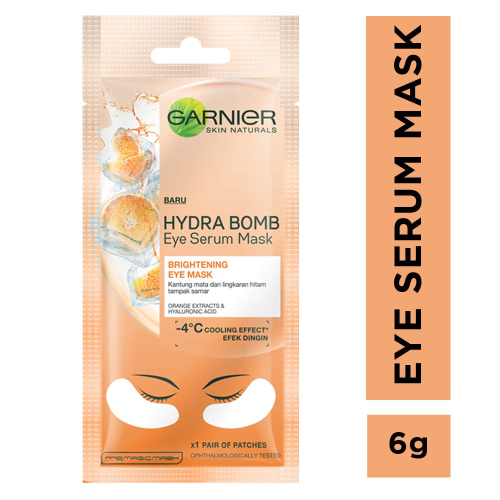 Garnier Skin Naturals Charcoal Face Serum Sheet Mask (Black) 28g & Hydra Bomb Eye Serum Mask (Orange) 6g - Deep Cleansing & Hydrating Skincare Set for Glowing Skin - Perfect for Spa Night, Travel & Self-Care Routine