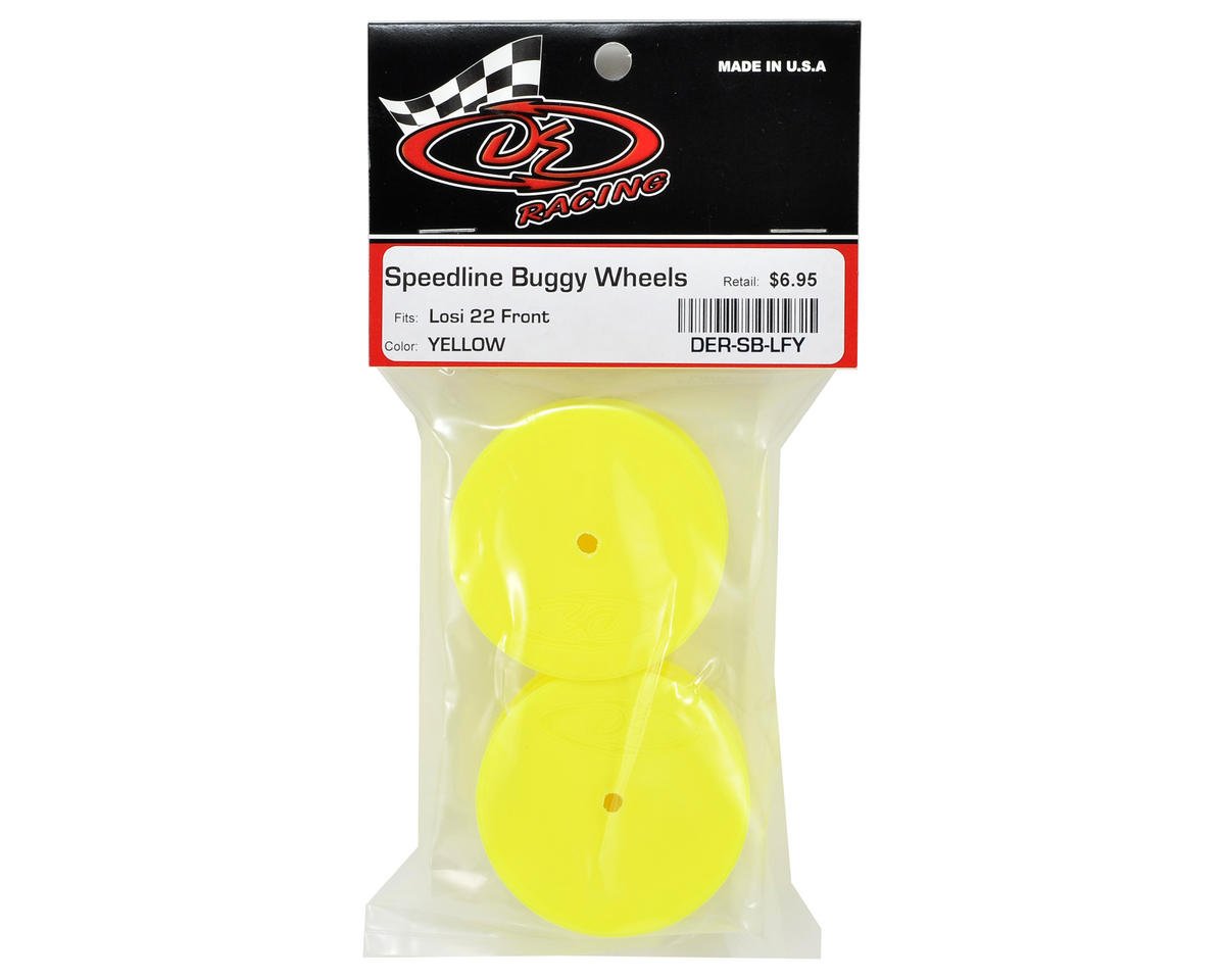 Losi 22 Speedline Buggy Wheels - Front Pair Yellow | High-Performance RC Car Parts for Off-Road Racing & Bashing