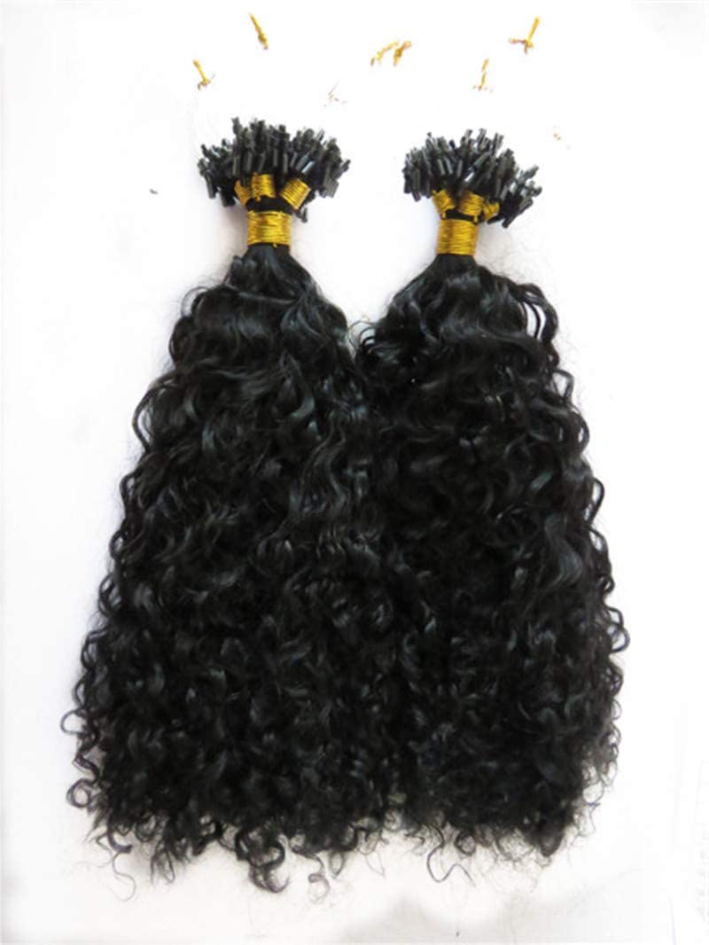Brazilian Remy Virgin Human Hair Extensions 200g - Deep Curly Micro Loop Beads for Natural Look | 12 Inch 2 Bundles (1g/Strand) | Perfect for Parties, Weddings & Daily Styling