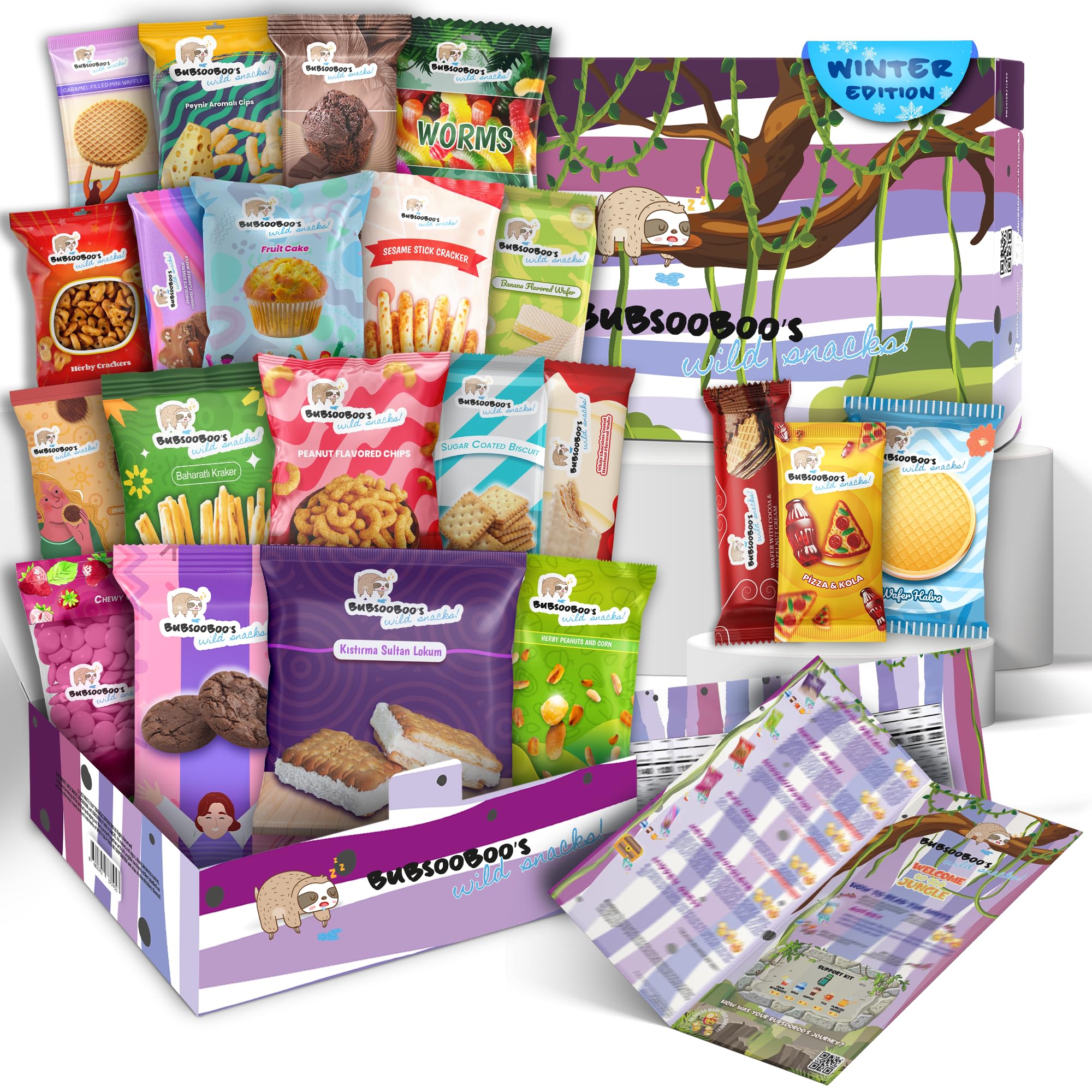 Maxi International Snack Box - Rainforest Themed Variety Pack with 20 Full-Size Exotic Treats | Turkish, Global & Unique Snacks Collection | Perfect for Gifting, Office Snacks & Cultural Food Exploration