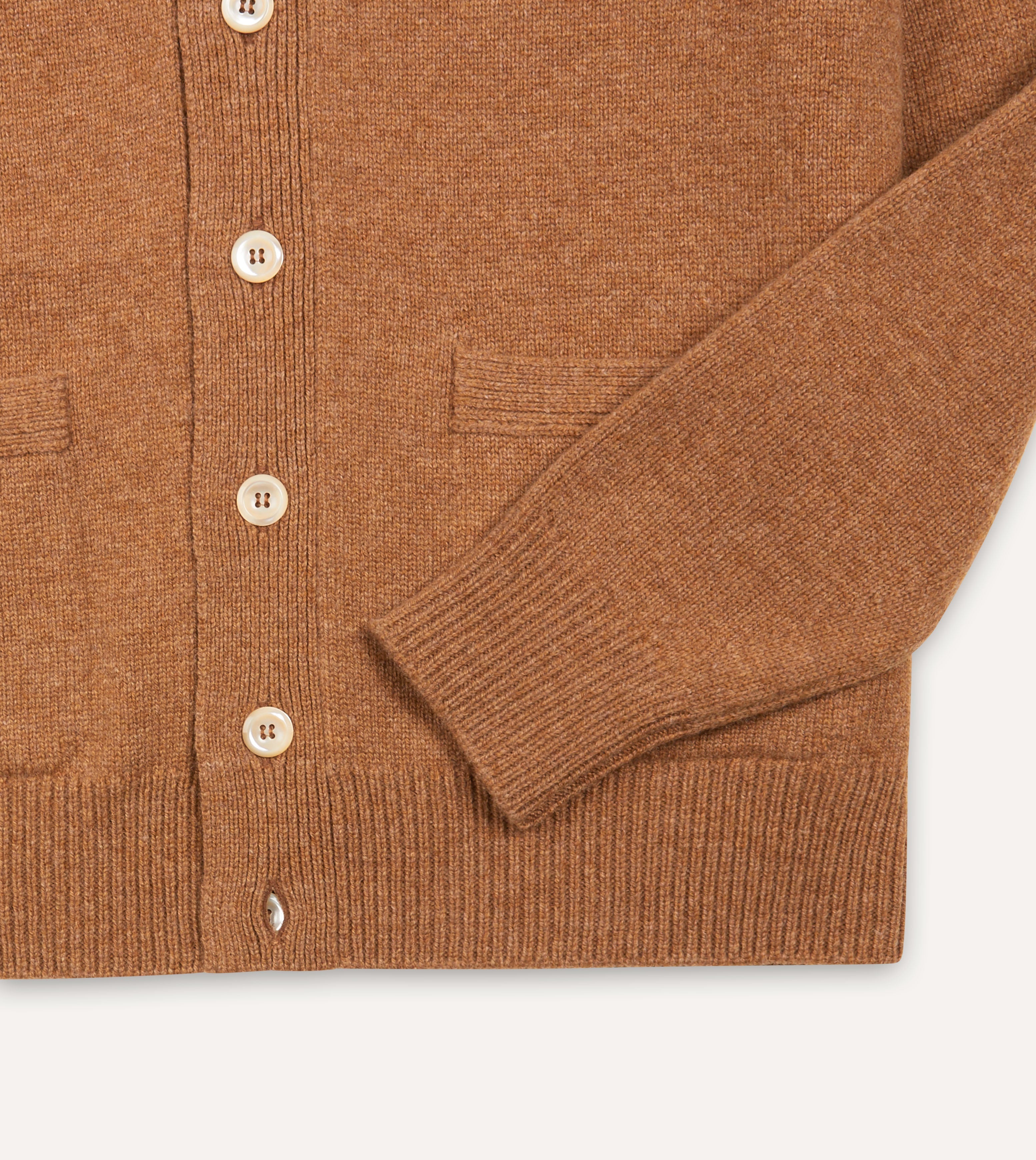 Brown Lambswool 6 Button Cardigan Sweater for Women - Soft & Warm Winter Knitwear - Perfect for Office, Casual Outfits and Cozy Evenings