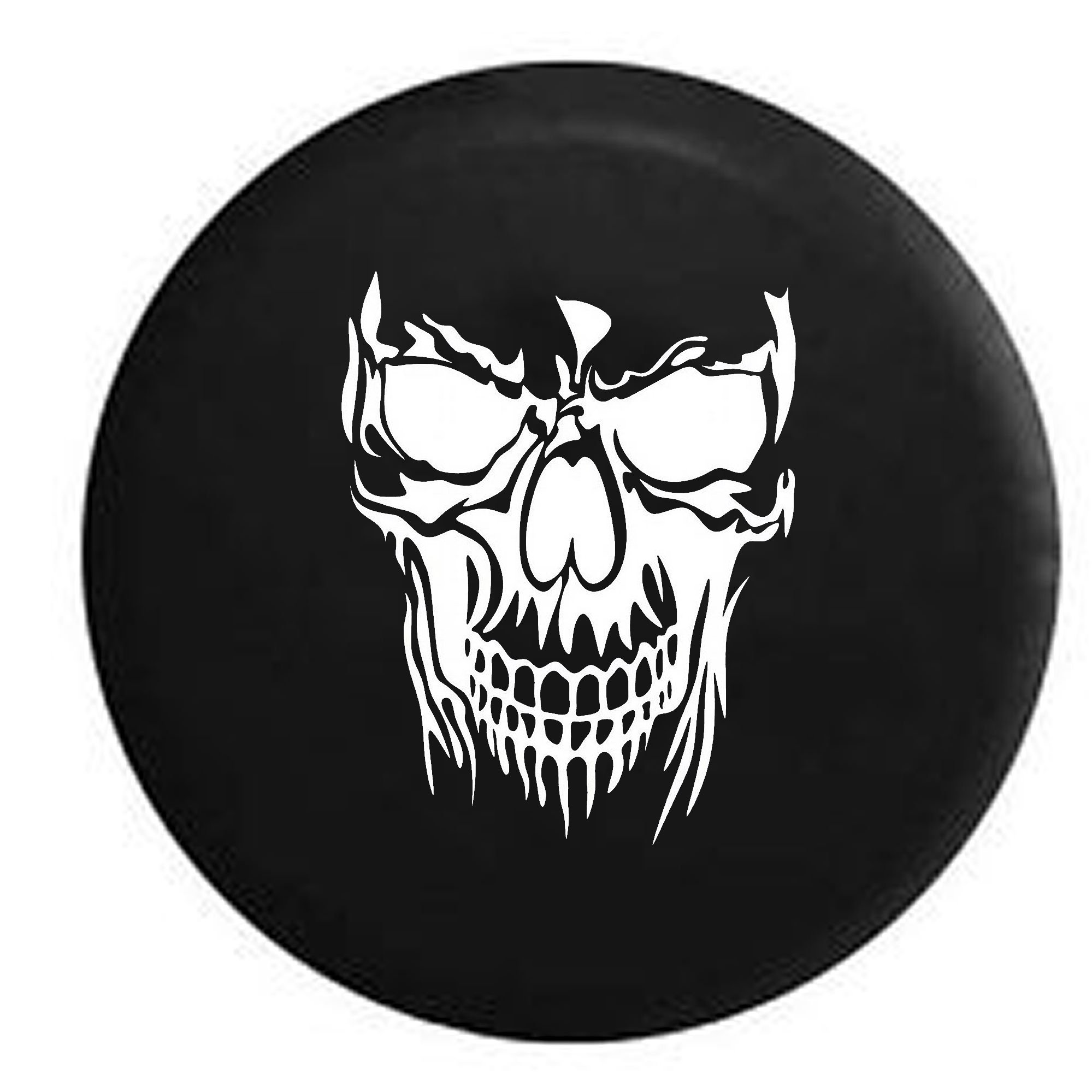 Universal 35 Inch Black Tire Wheel Cover with Cryptic Skeleton Skull Design - Perfect for Halloween, Car Shows, and Off-Road Vehicle Customization
