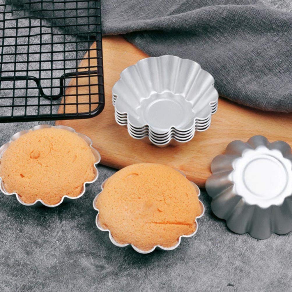 6-Piece Flower Shape Egg Tart Molds - Reusable Metal Tartlet & Cupcake Baking Pans for Muffins, Tarts & Pastries | Perfect for Home Baking, Party Desserts & Holiday Treats