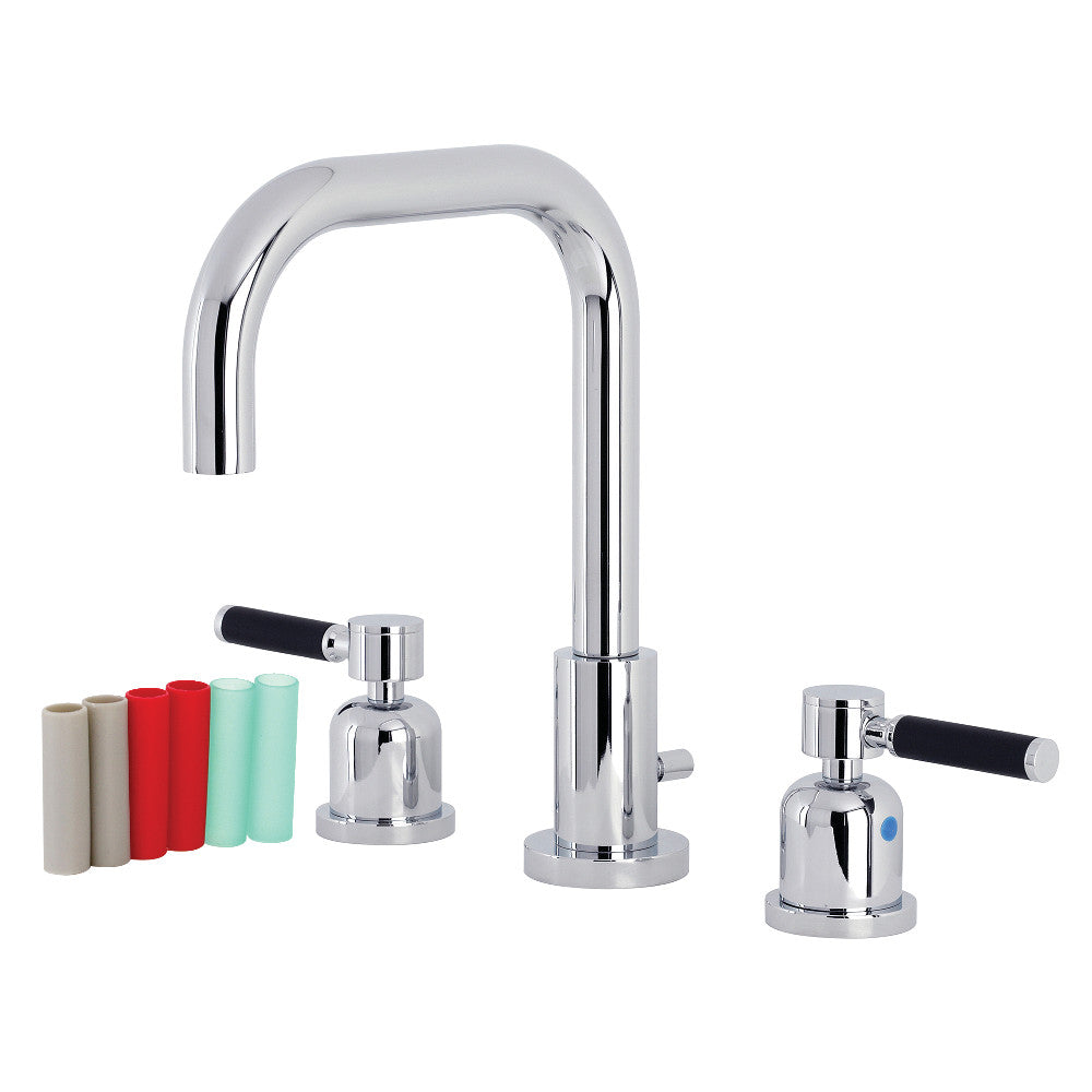Kingston Brass FSC8930DKL Kaiser Widespread Bathroom Faucet with Pop Up Drain - Elegant 8-Inch Centerset Bathroom Sink Faucet for Modern Vanities, Perfect for Home Renovation and Luxury Bathroom Upgrades