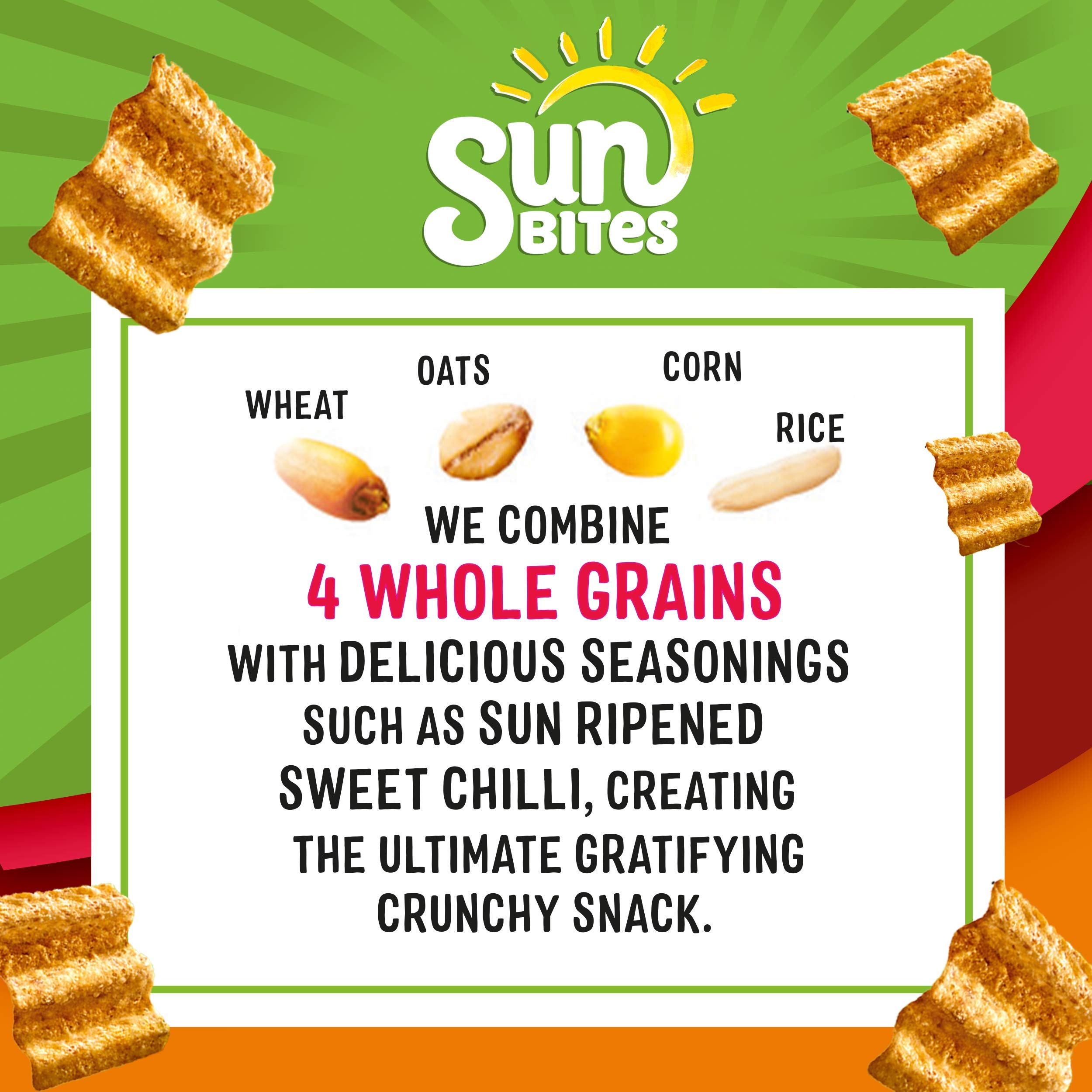 Sunbites Sour Cream & Pepper Flavored Snacks Multipack - 6 Pack (25g Each) | Crunchy Baked Corn Chips for Parties, Lunch Boxes & On-The-Go Snacking