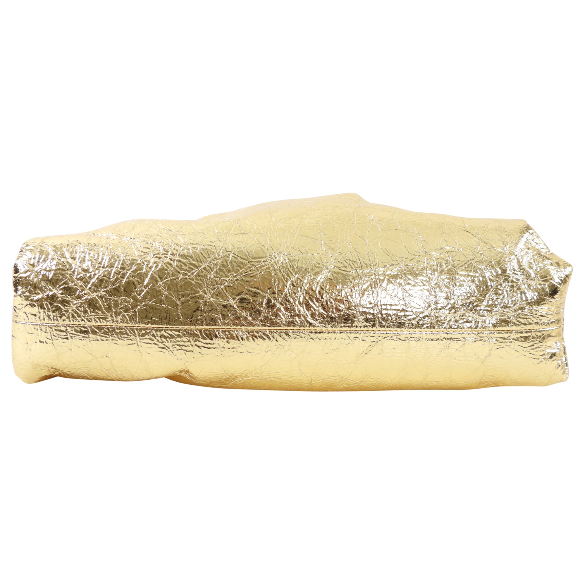 Bottega Veneta Gold Metallic Large Leather Pouch Bag - Luxury Wrinkle Leather Clutch for Women, Perfect for Evening Parties, Weddings & Special Occasions