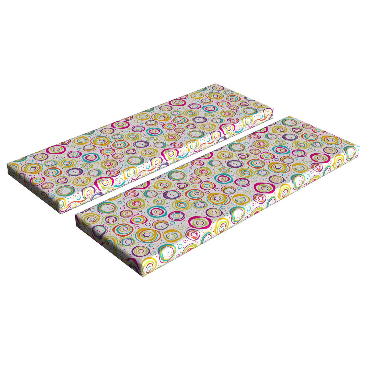 Ambesonne 2-Piece Geometric Bench Cushion Set - Spirals & Dots Pattern, Colorful Foam Seat Pads with Decorative Covers - Perfect for Patio, Garden, or Indoor Bench Seating