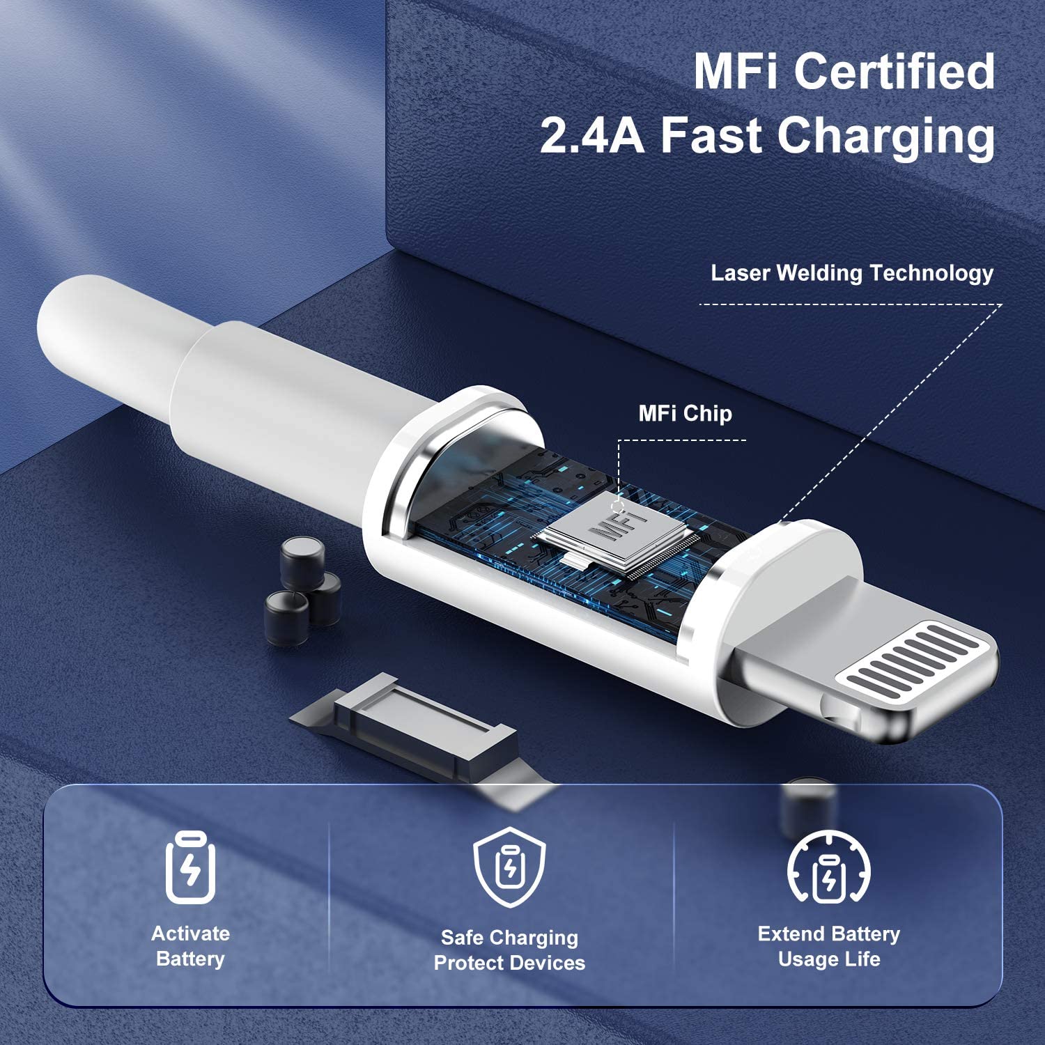 3-Pack Apple MFi Certified iPhone Charger 6ft - Fast Charging Lightning to USB Cable for iPhone 12/11/11 Pro/11 Max/X/XS/XR/XS Max/8/7 & iPad - Perfect for Home, Office & Travel Charging