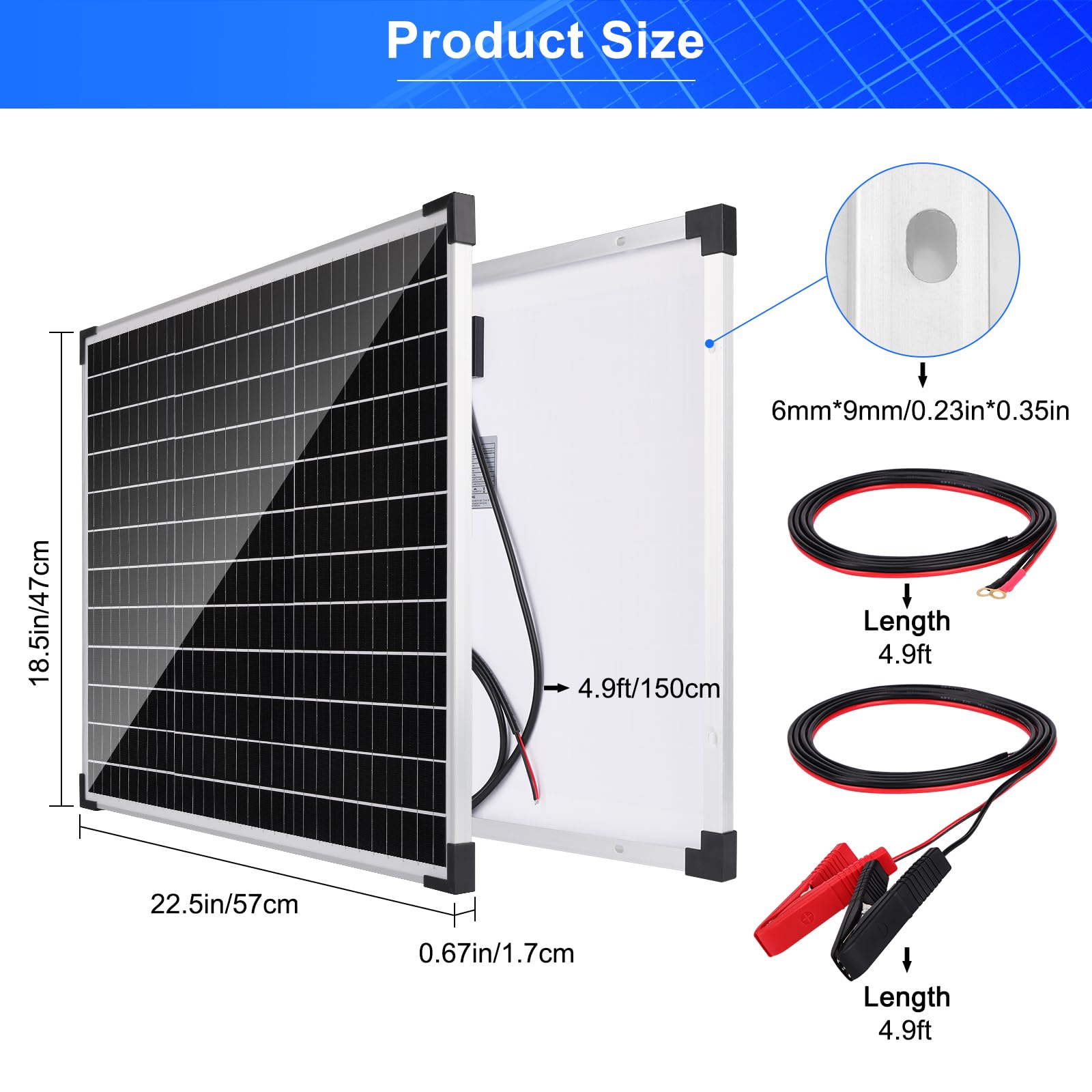 50W Monocrystalline Solar Panel Kit with 10A Charge Controller - 12V/24V Battery Charging for RV, Boat, Car Roof, Off-Grid Cabins & Outdoor Adventures | Portable Solar Power for Camping, Emergency Backup & Remote Locations