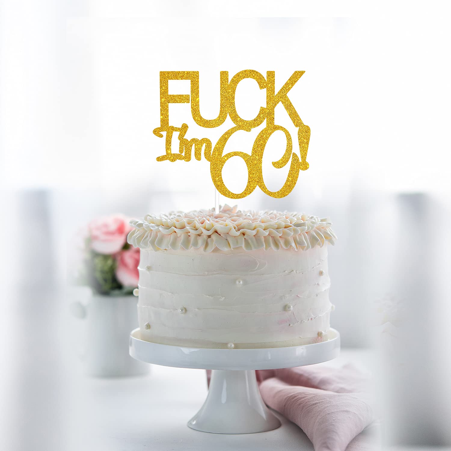 60th Birthday Cake Topper for Men - Gold Glitter Happy 60th Birthday Decorations - Cheers to 60 Years - Perfect for Retirement Parties & Milestone Celebrations