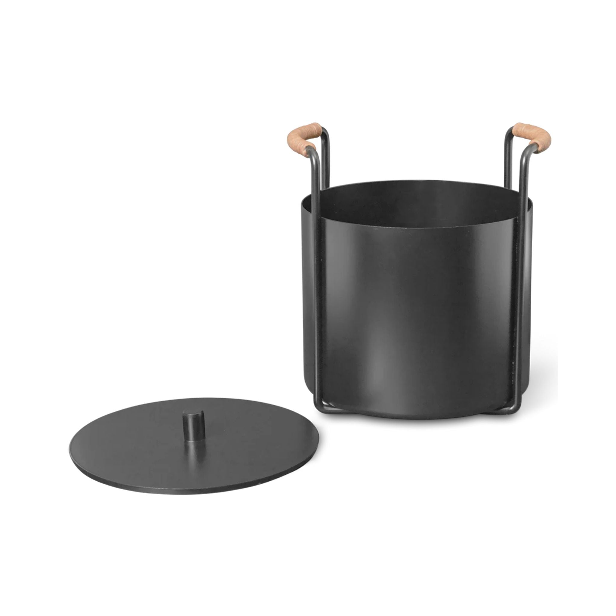 FERM LIVING Black Port Kindling & Ash Bucket - Fireplace Accessories for Wood Stove, Camping & Outdoor Fire Pit Use