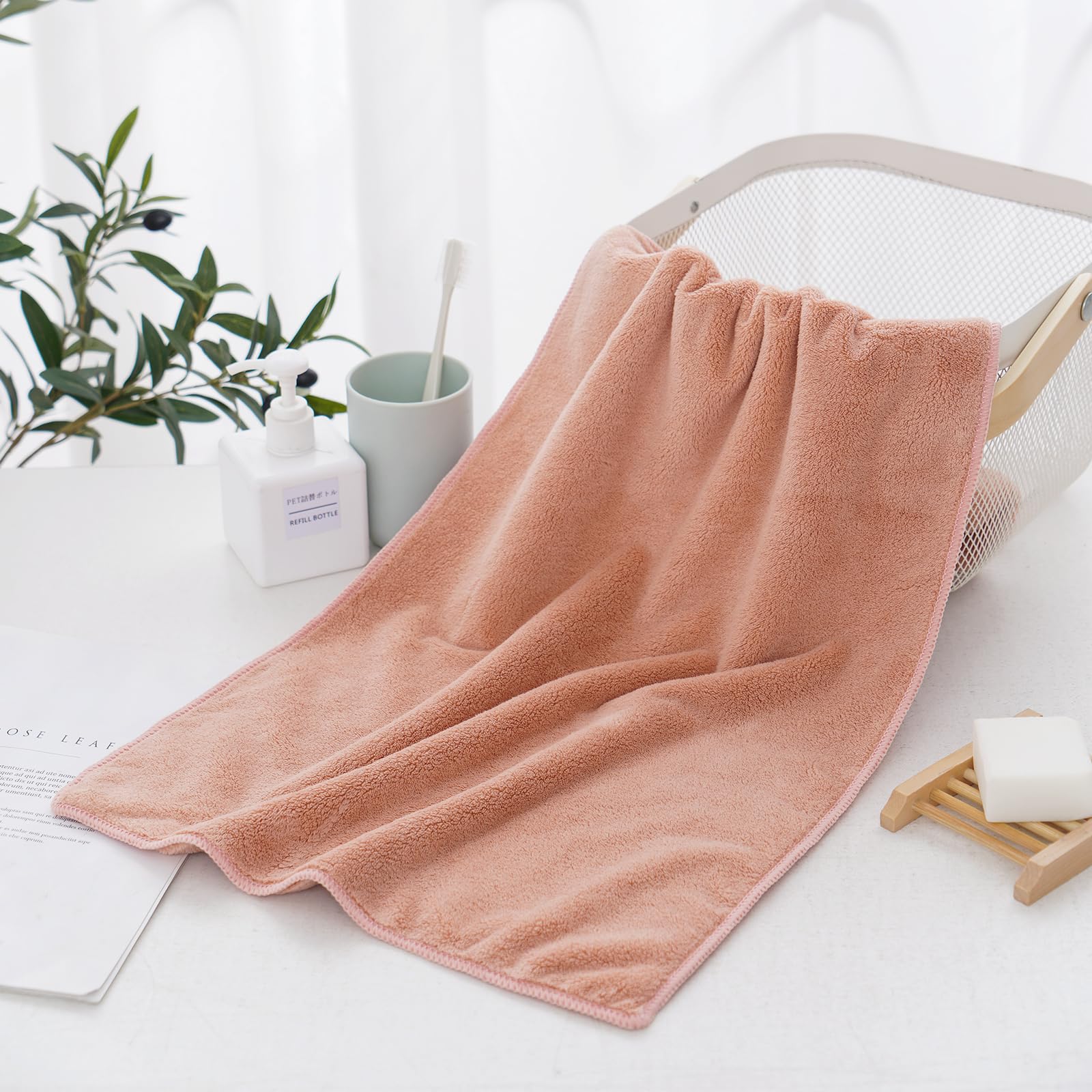 2-Pack Quick-Dry Microfiber Bath Towels - Ultra Soft & Highly Absorbent Shower Towel Set for Gym, Travel & Beach (Coral) - Perfect for Home, Spa & Swimming Pool Use