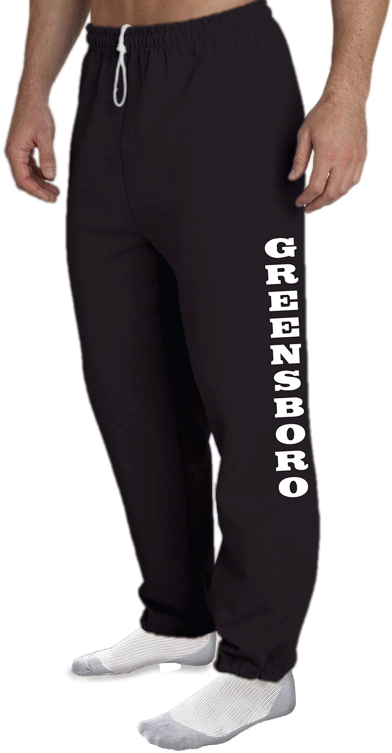 STUFF WITH ATTITUDE Greensboro Open Bottom Black Sweatpants for Men - Comfortable Lounge Pants for Casual Wear, Gym, and Home Relaxation