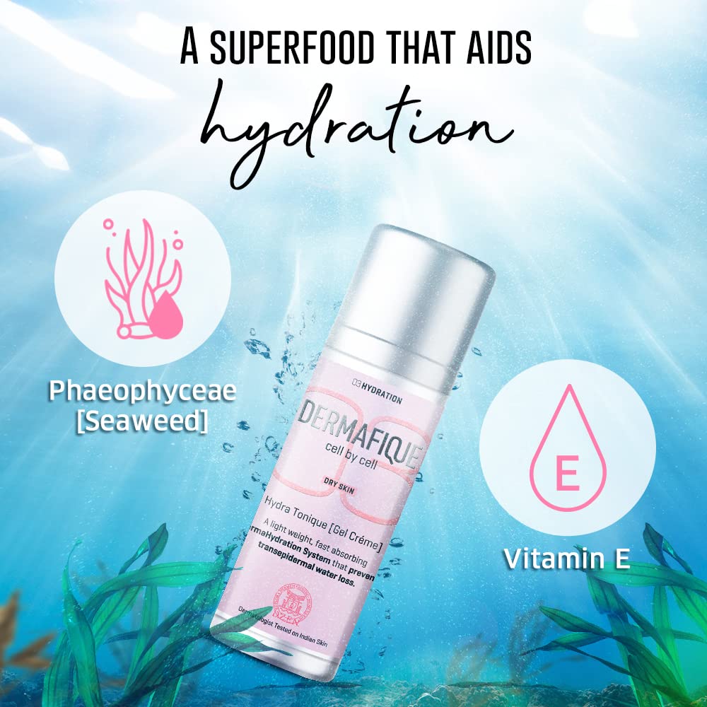Dermafique Hydratonique Gel Creme with Shea Butter – 30g | Ultra Light Gel Face Moisturizer with Glycerin & Vitamin E | Non-Sticky Matte Finish Hydrating Cream for Normal to Dry Skin | Day & Night Facial Hydration for Glowing Skin