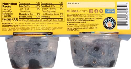 Pearls Olives To Go! Large Ripe Pitted Black Olives, Pack of 24 (1.2 oz Cups) - Perfect for Salads, Snacking, Charcuterie Boards & Party Platters