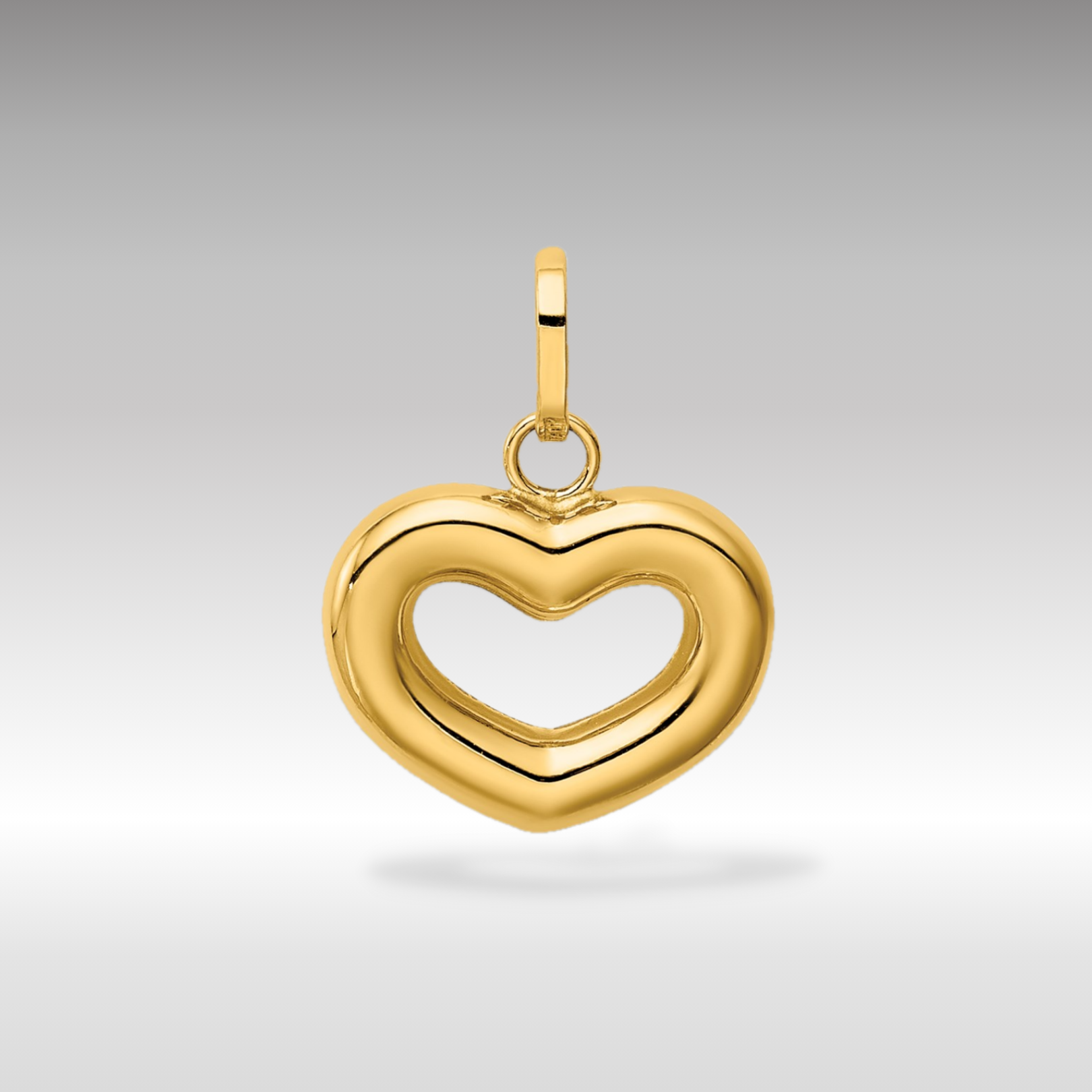 Gold Polished Cut-Out Puffed Heart Pendant Necklace YC1387 - Elegant Jewelry Gift for Women, Perfect for Valentine's Day, Anniversary & Romantic Occasions
