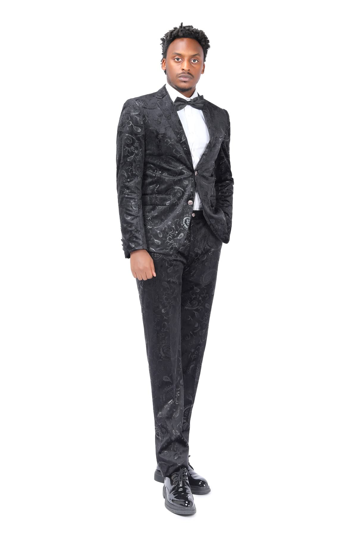Cloudstyle Men's Slim Fit Single-Breasted 2-Button Suit Set - Formal Business Attire for Weddings, Interviews & Office Wear