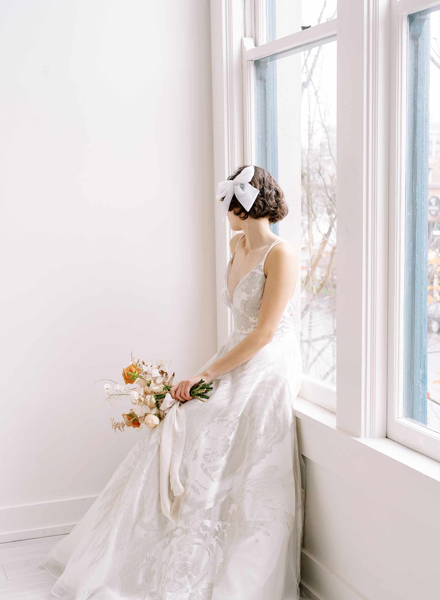 Elegant Tulle Bridal Bow Hair Clip - Style #2355 for Weddings, Prom & Special Occasions