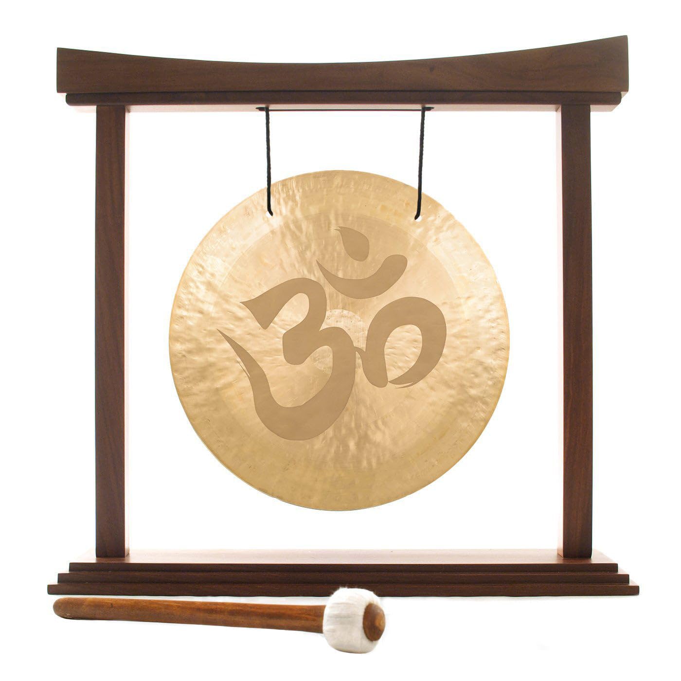 Om Gongs on Stands - Premium Bronze Engraved Gong Set with Stand & Mallet - Perfect for Yoga, Meditation, Sound Healing & Relaxation - Great Gift for Musicians & Spiritual Practitioners