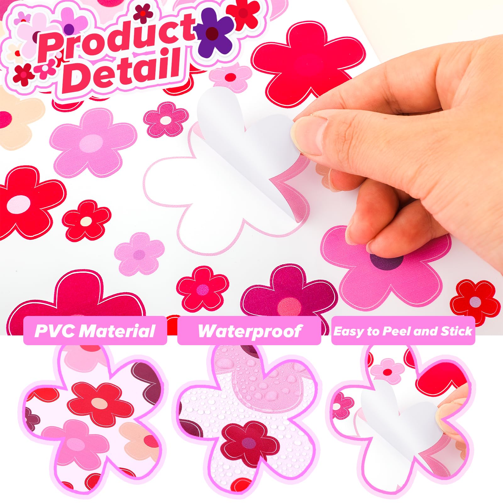 70 PCS Flower Car Stickers Set - Waterproof Vinyl Decals for Cars, Bikes, Motorcycles, Scooters & Buses - Perfect for Windows, Journals, Planners, Laptops & Luggage Decoration - Great for Outdoor Enthusiasts & Travel Lovers